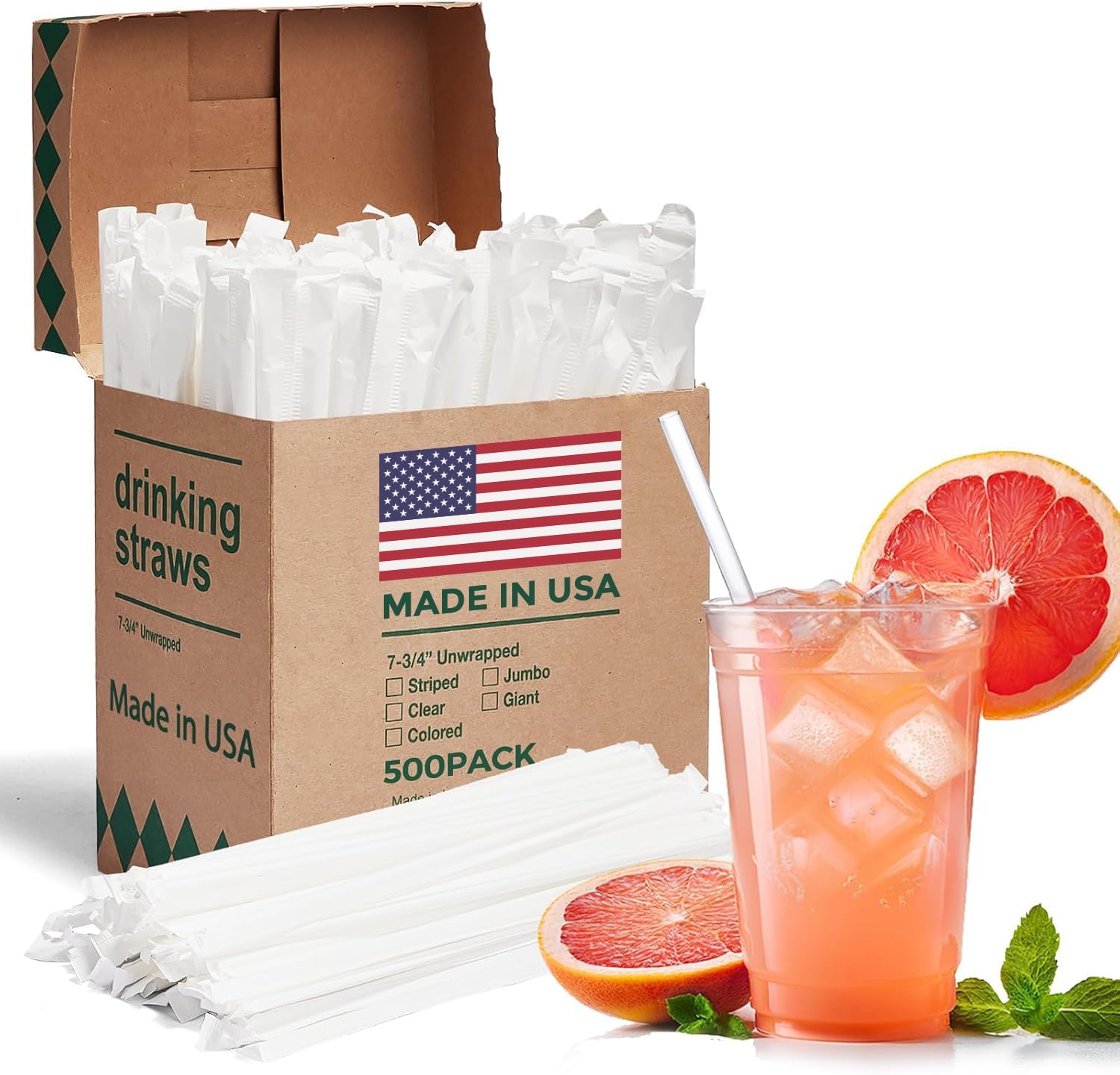 Glotoch Express 7.75" Clear Plastic Straws 500pc