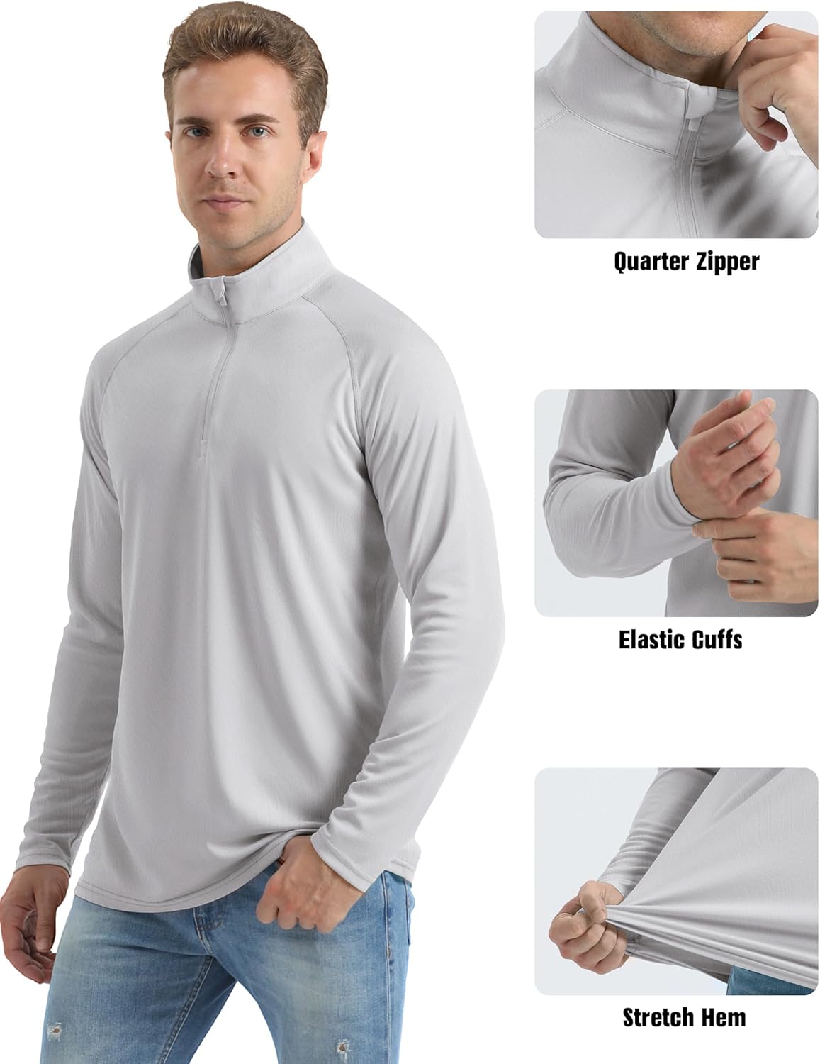 Thumbnail 4 de MAGCOMSEN Men's Long Sleeve Sun Protection Shirt with UPF 50+ (1/4 Zip Rash Guard)