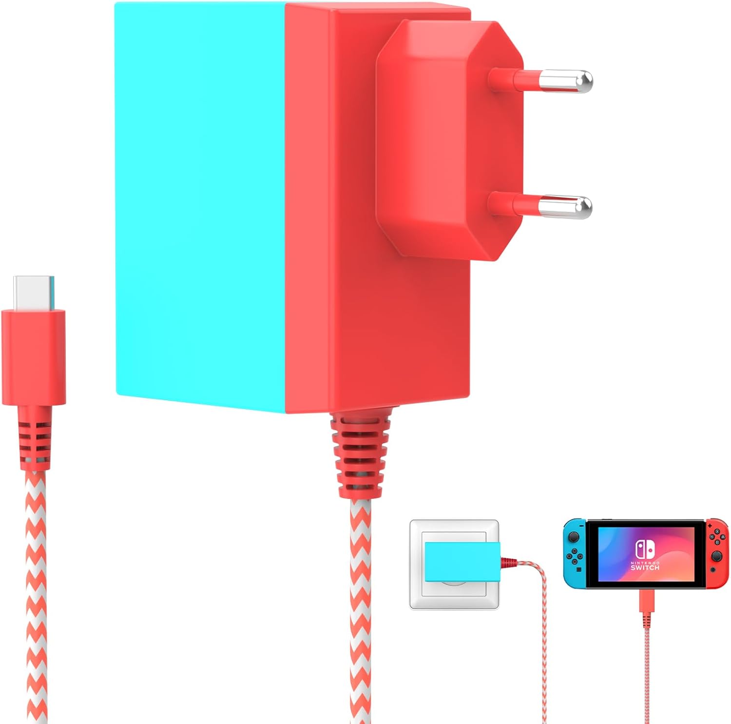Detalle de Etssembo Chargeur Switch 15V 2,6A — Adaptateur Secteur USB‑C pour Switch Lite / Switch OLED / Switch
