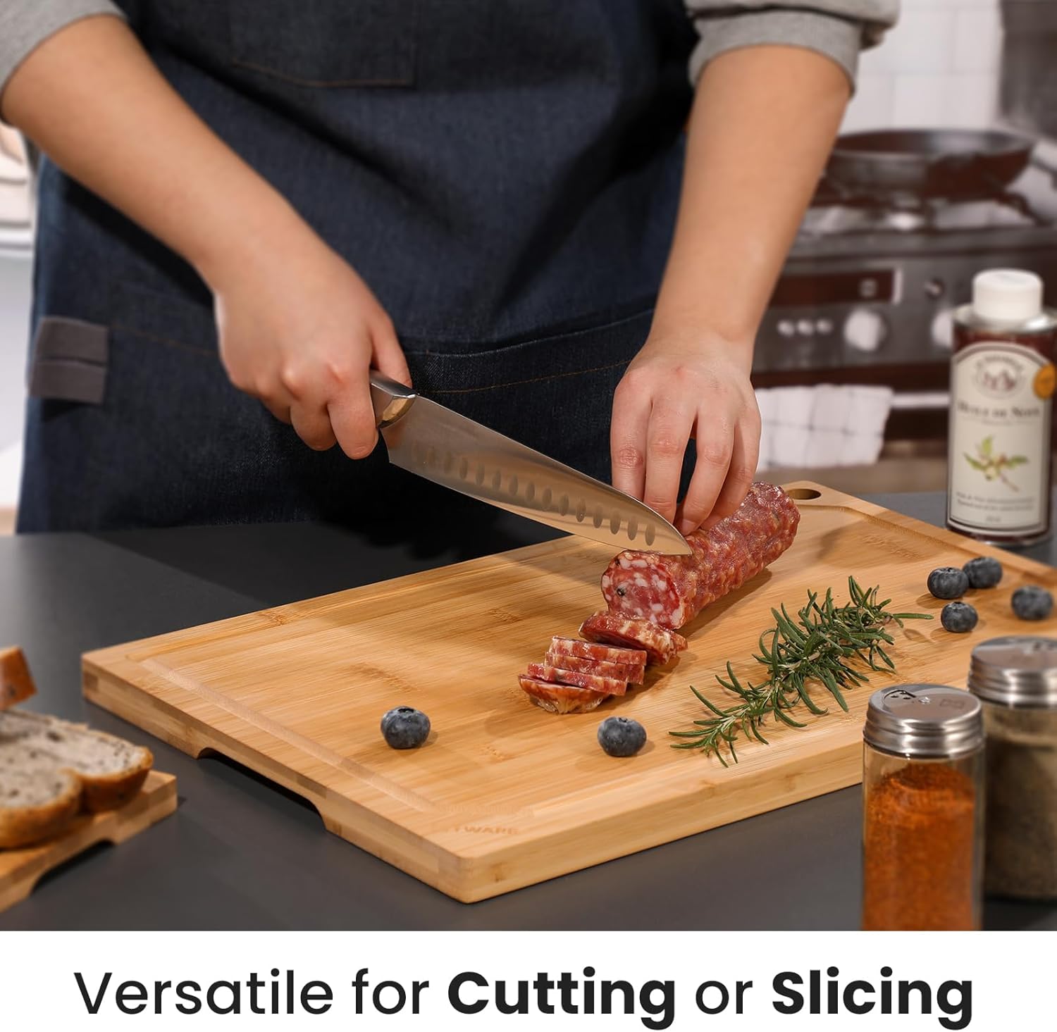 Detalle 2 de Hiware Extra Large Bamboo Cutting Board 18" ๐ฝ