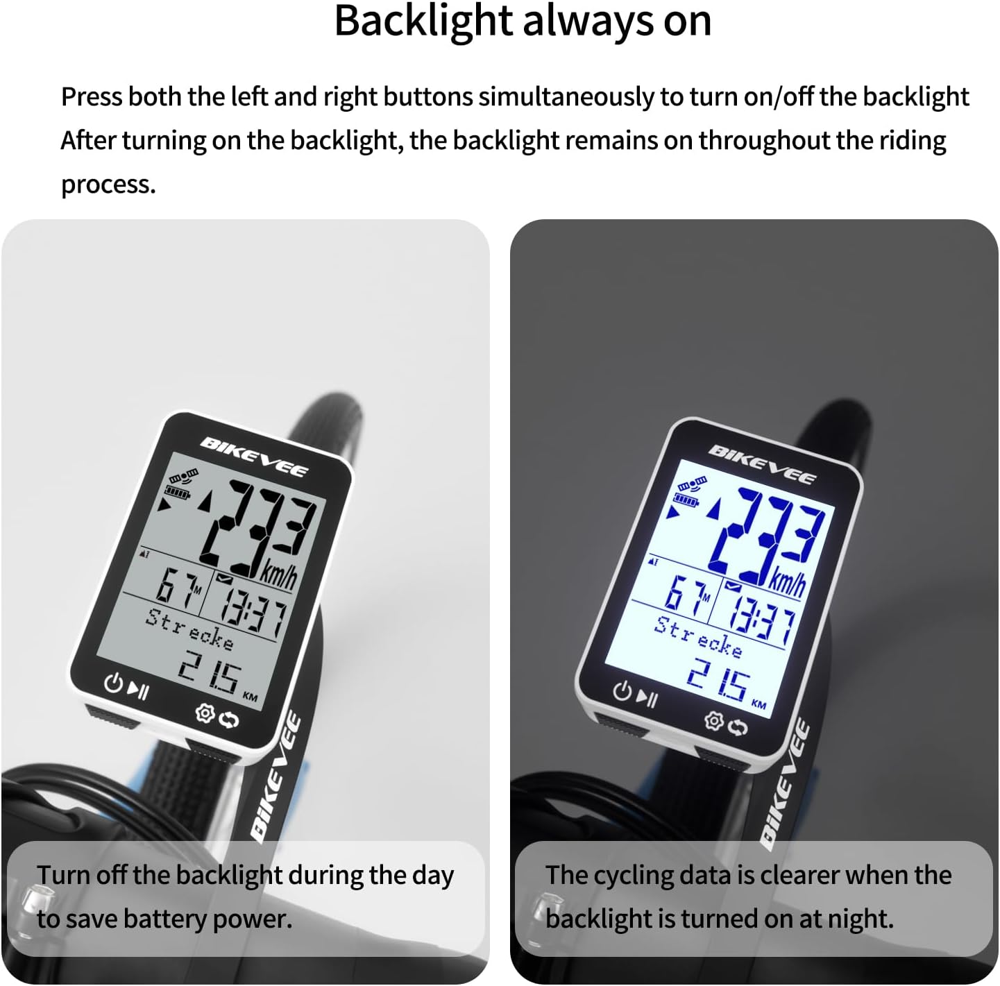 Thumbnail 4 de Bikevee GPS Fahrradcomputer kabellos mit 2,4" FSTN Display, IPX7 & 28 Std. Akku