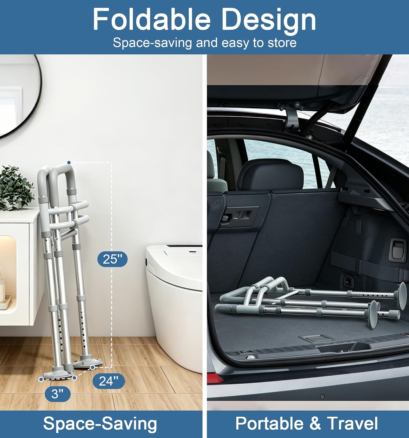 Detalle 2 de HOMLAND Toilet Safety Rails 350 lb foldable 🚽