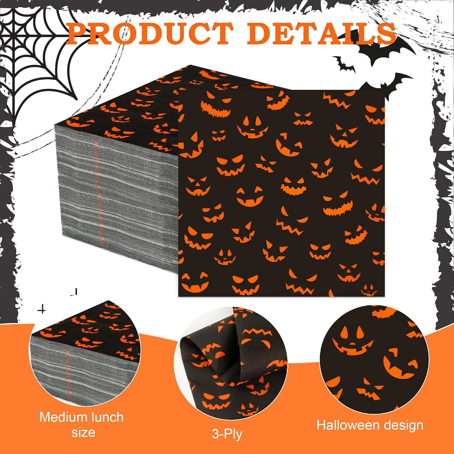 Detalle de Halloween Paper Napkins, 6.5-Inch
