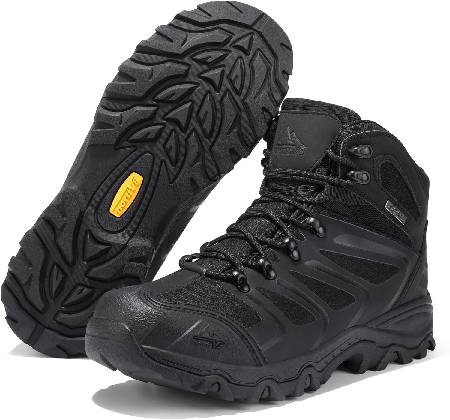 Detalle de NORTIV 8 Herren Outdoorschuhe – wasserdichte Trekking-Wanderstiefel mit Zehenschutz