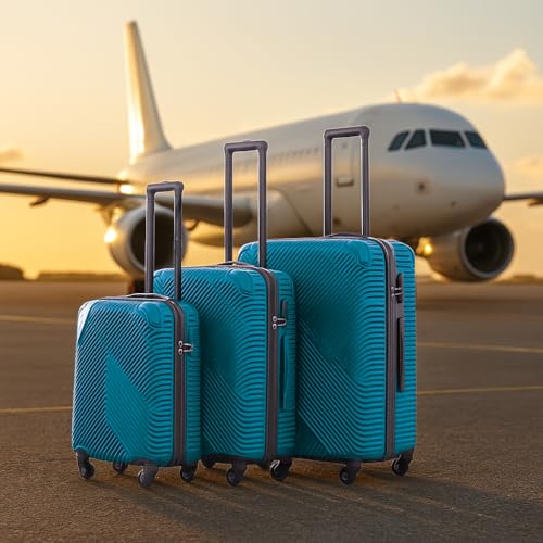 Thumbnail 1 de Neo 3 Piece Hard Shell Luggage Set (20", 24", 28") – ABS Lightweight, 360° Wheels, Electric Blue
