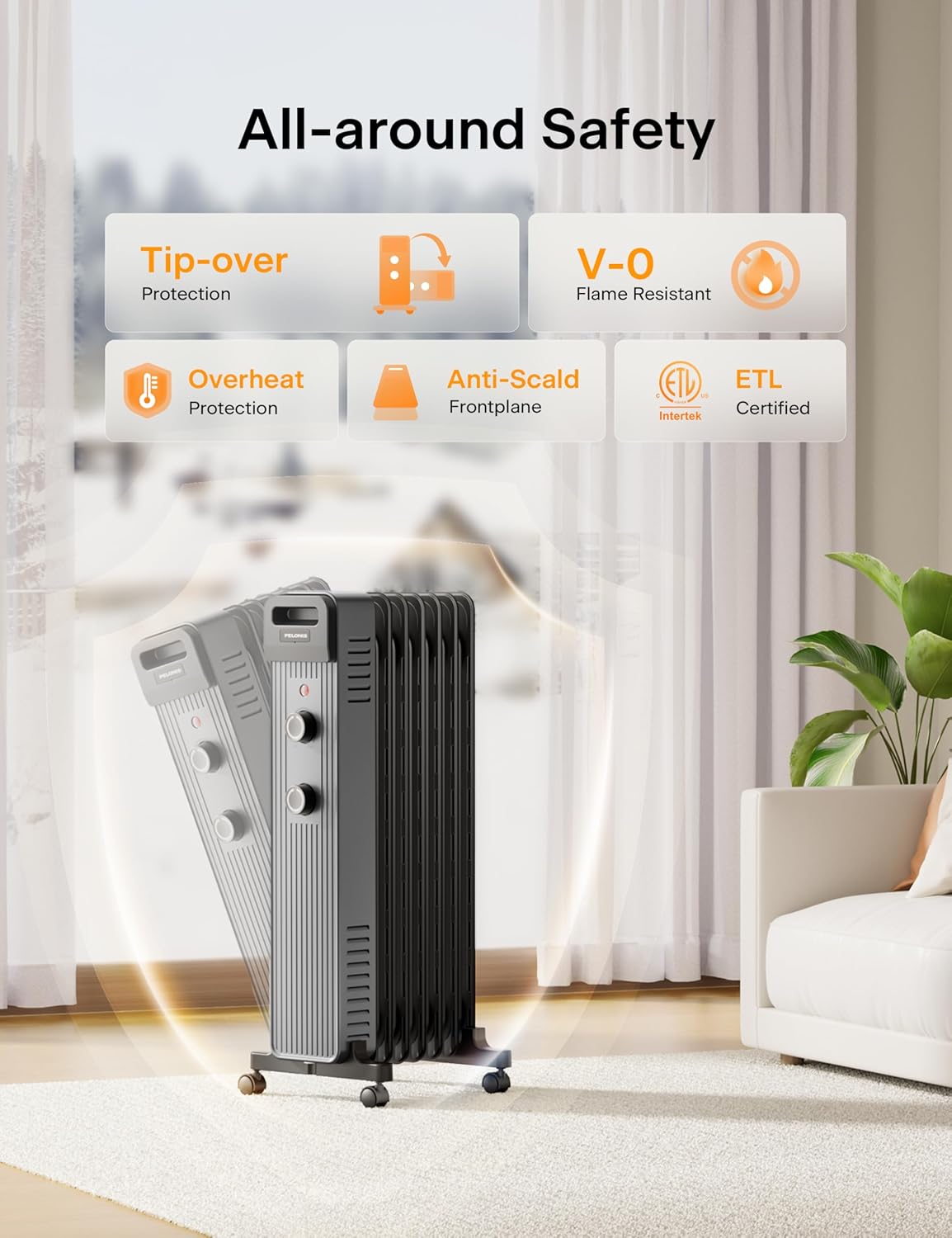 Thumbnail 4 de Pelonis 1500W Oil Filled Radiator Heater