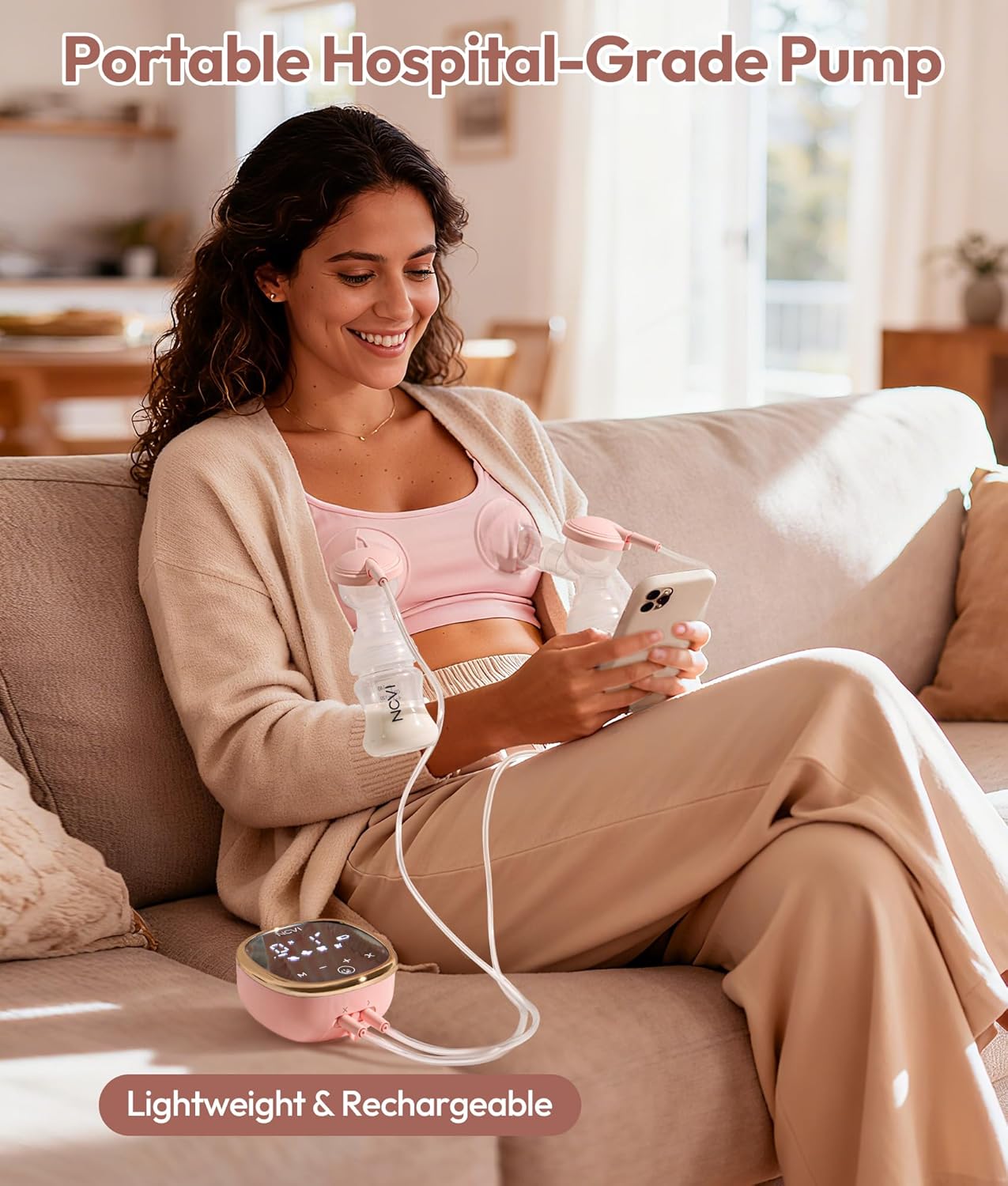 Thumbnail 1 de NCVI Double Electric Breast Pump 8782 – Portable anti-backflow, LED display, 4 modes & 9 levels