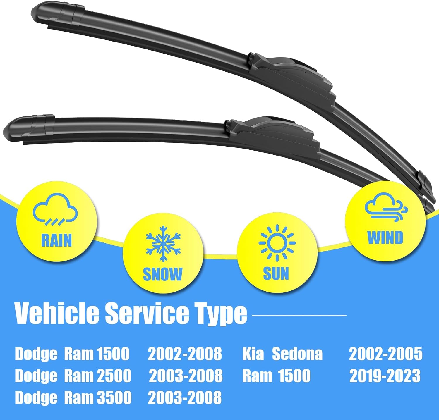Thumbnail 1 de Gavimnal 24" Silicone Wiper Blades for Ram 1500