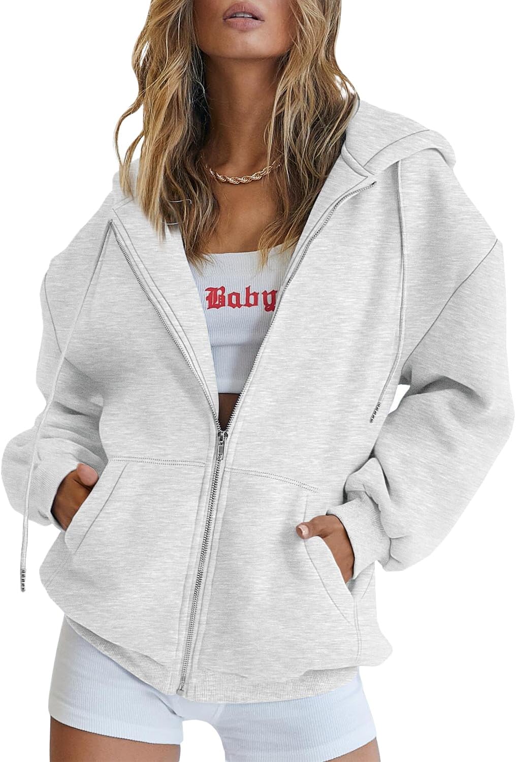 Detalle de EFAN Women's Fleece Zip-Up Hoodie