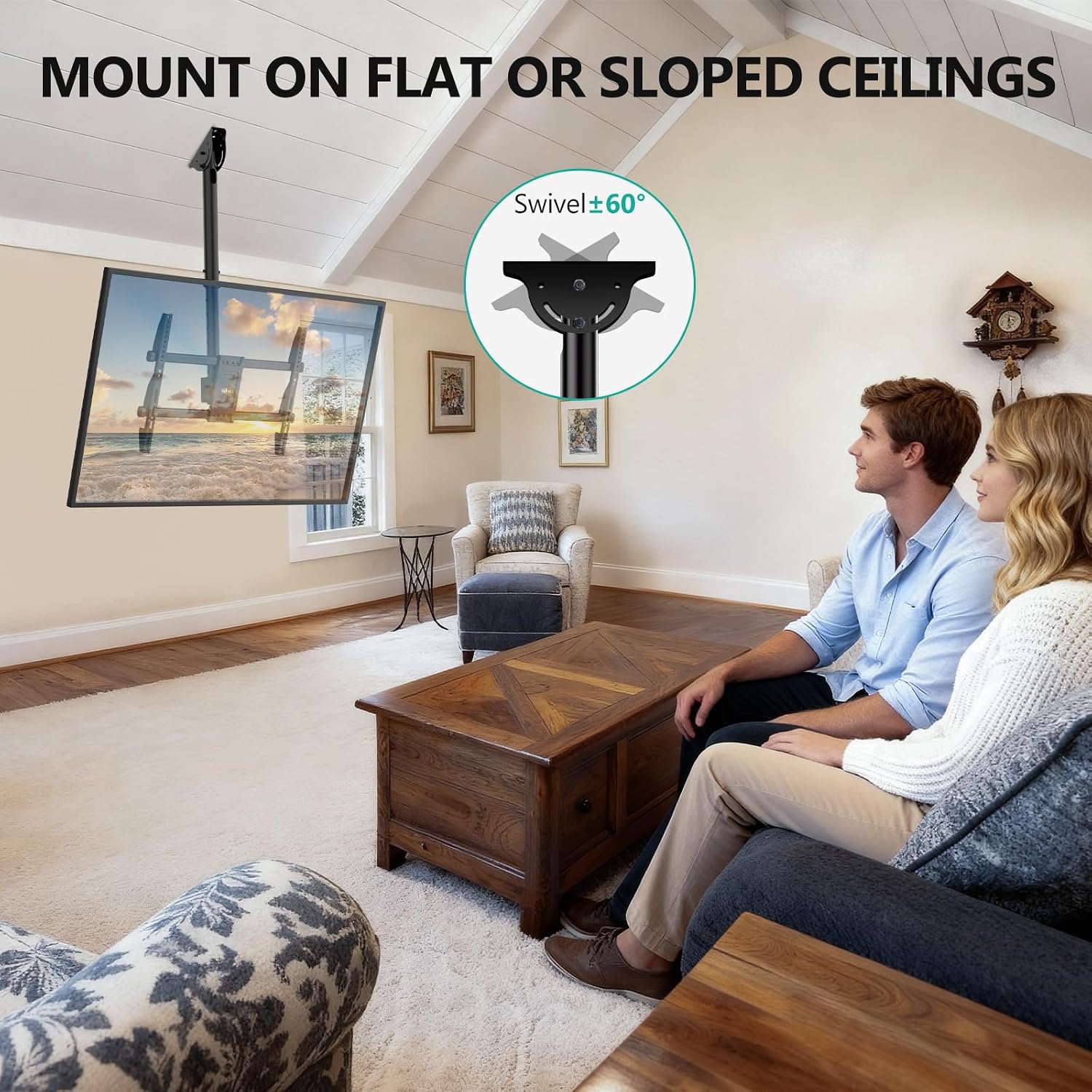 Detalle 1 de WALI Ceiling TV Mount for 37–80-Inch TVs