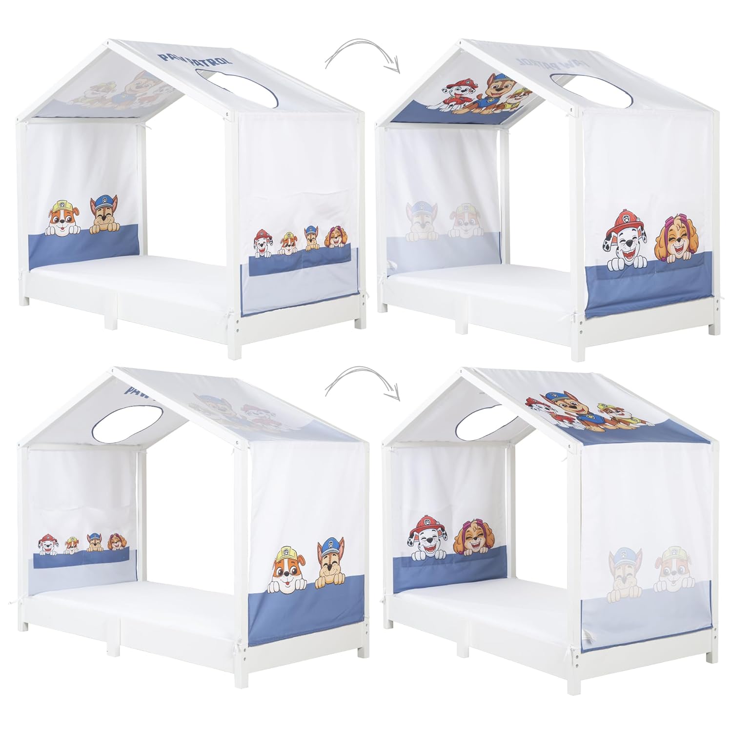 Thumbnail 4 de roba Bezug für Montessori Hausbetten 70 x 140 cm im Paw Patrol Design – inklusive Dachfenster, Aufbewahrungstaschen und Umbau zum Himmelbett
