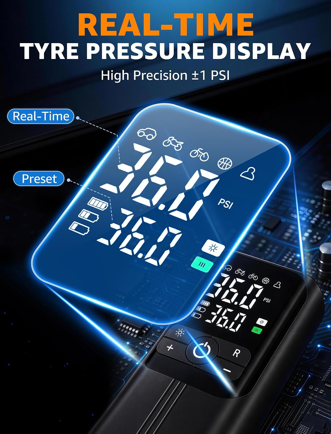 Thumbnail 3 de Demlaies Cordless Tyre Inflator with 6000mAh Battery and 150 PSI