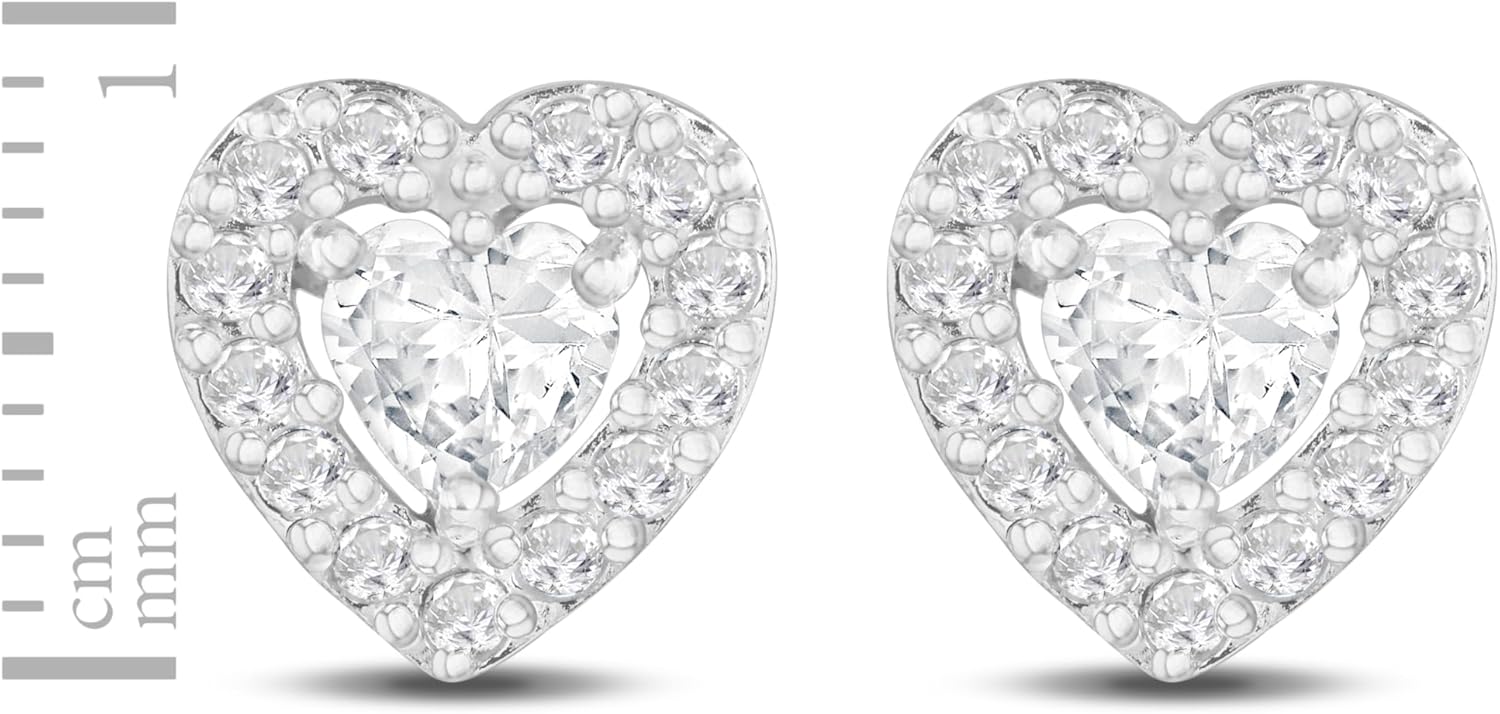 Thumbnail 5 de Amazon Essentials boucles d’oreilles clous en argent sterling à cœur pavé