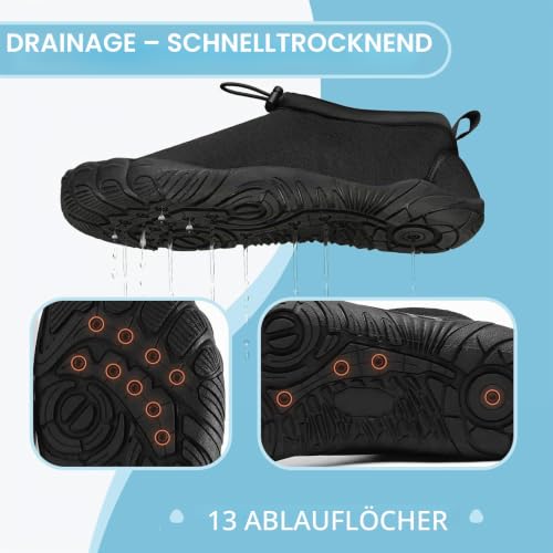 Detalle de Mishansha Herren Badeschuhe Barfuß Wasserschuhe Mattschwarz Gr.46 – Alltagstaugliche Schutzschicht beim Wassersport