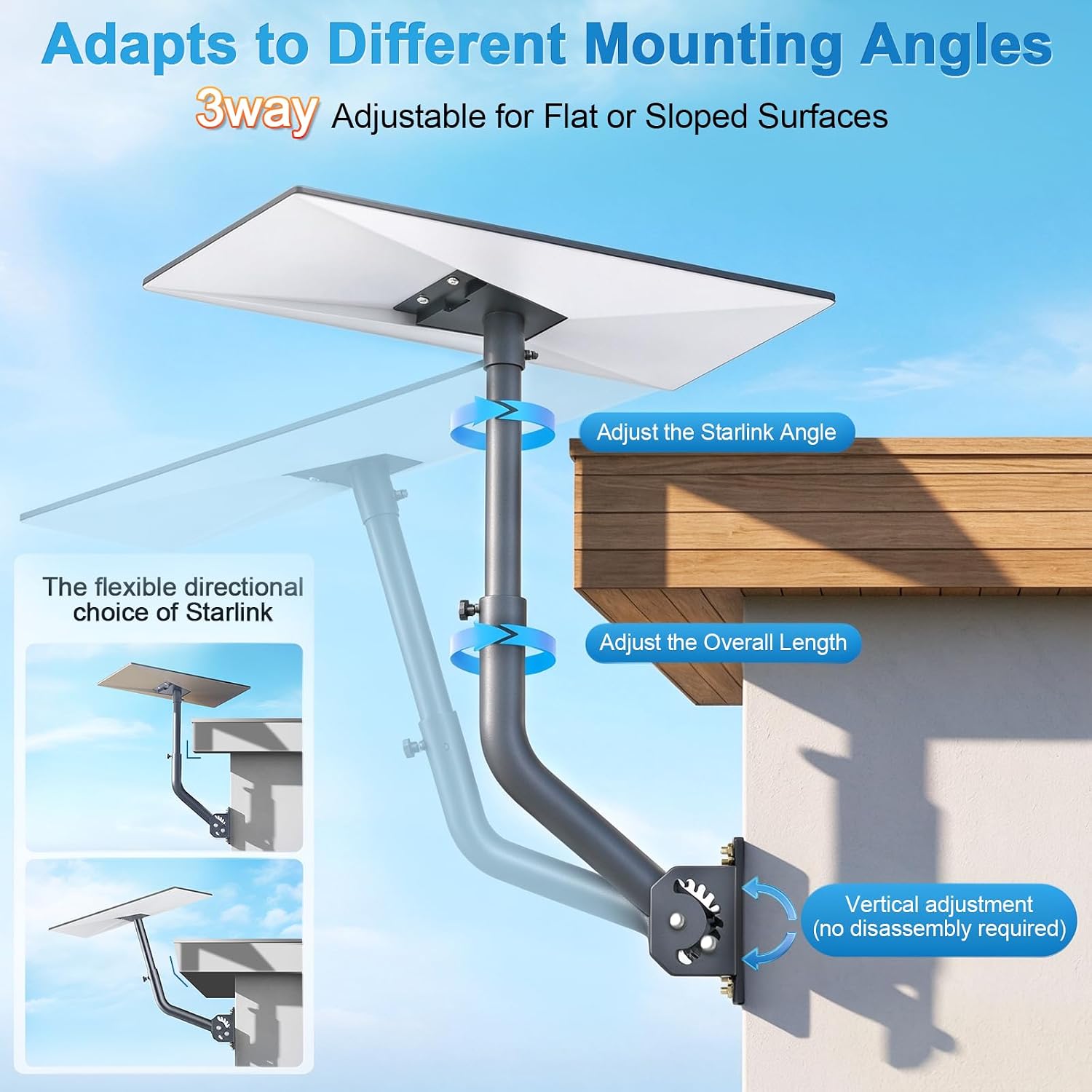 Detalle de Starlink-Compatible Satellite Mount with 30-Inch Extension