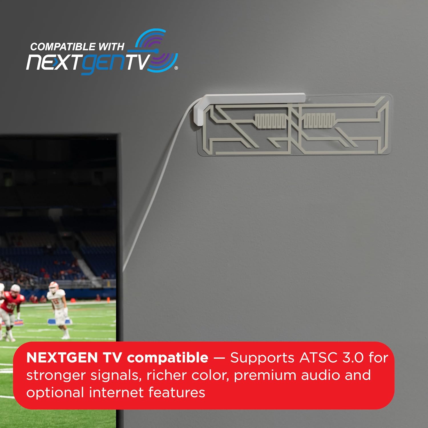Detalle de UltraPro Indoor TV Antenna (86002) for Smart TV – Long Range HD Local Channels