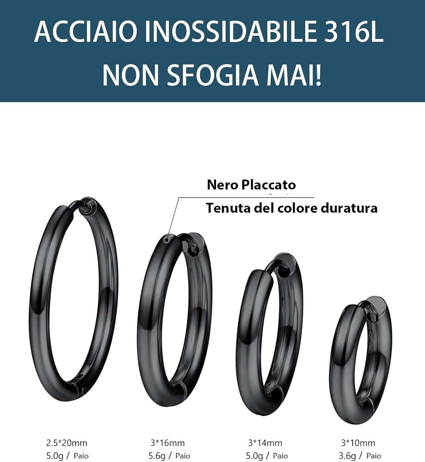 Thumbnail 2 de PROSTEEL Set orecchini uomo/unisex in acciaio 316L, placcati oro o nero – 3 o 4 pezzi