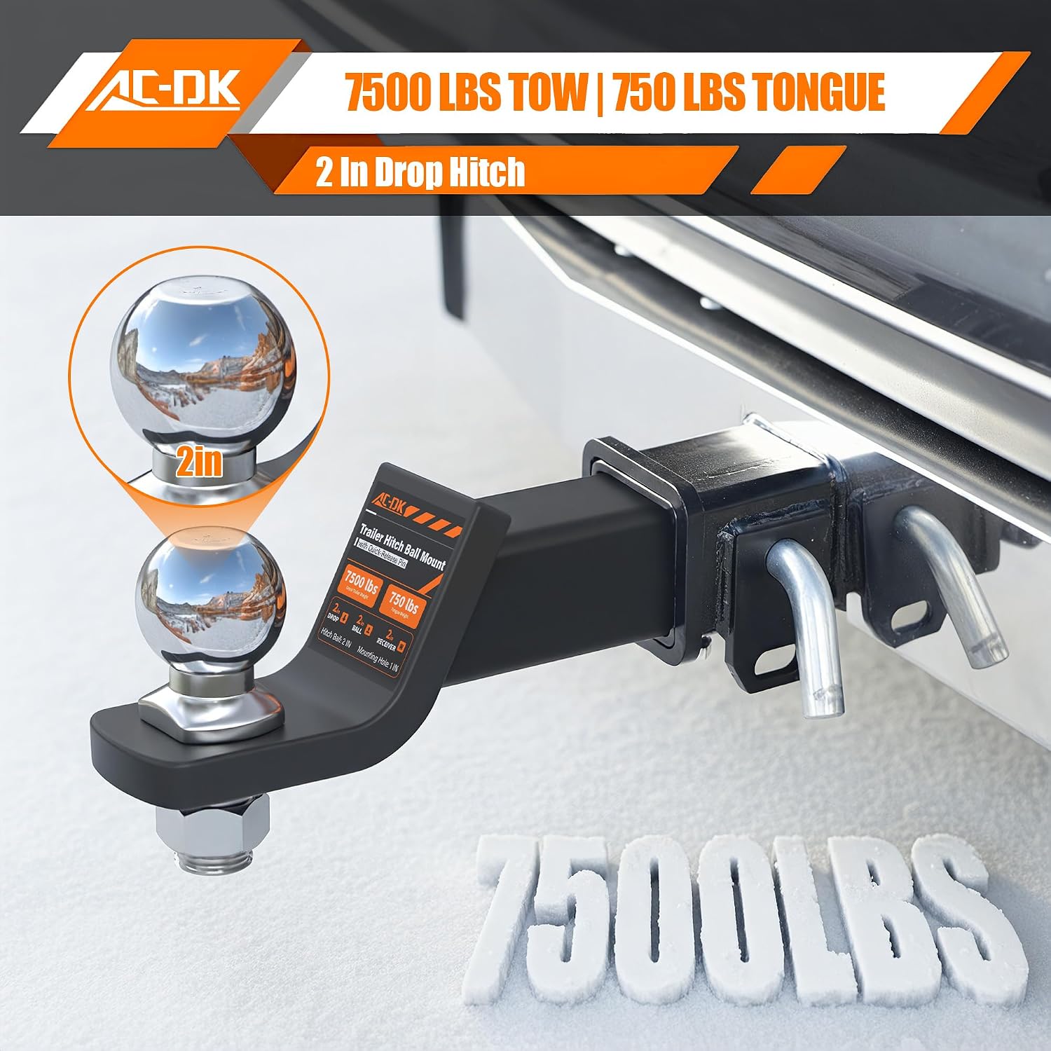 Detalle de AC-DK Trailer Hitch Ball Mount 7,500 lbs