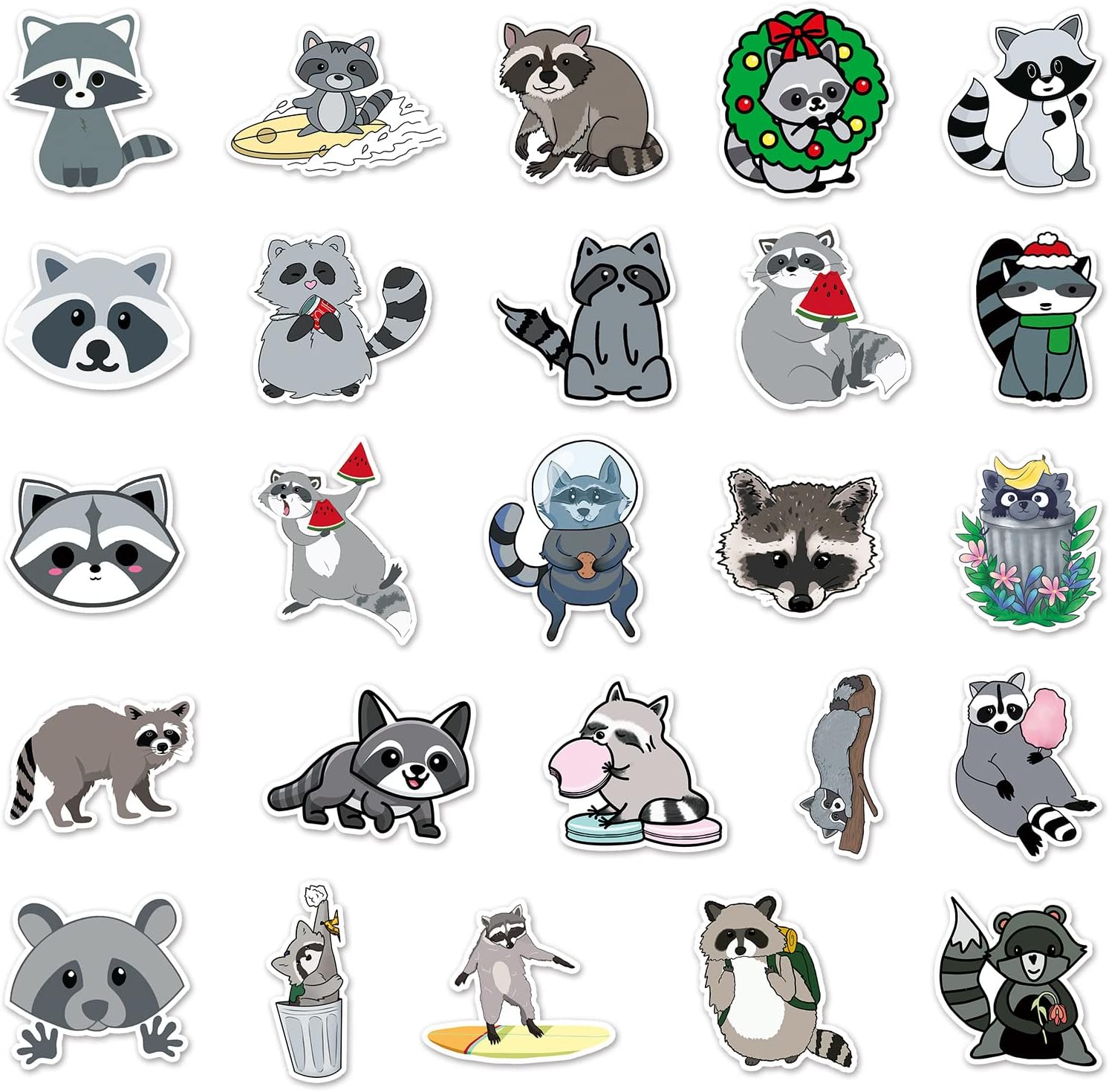 Thumbnail 1 de Bric Dodo 50 Stück Raccoon Aufkleber Set – wasserdichtes Vinyl für Laptop, Auto, Skateboard & mehr