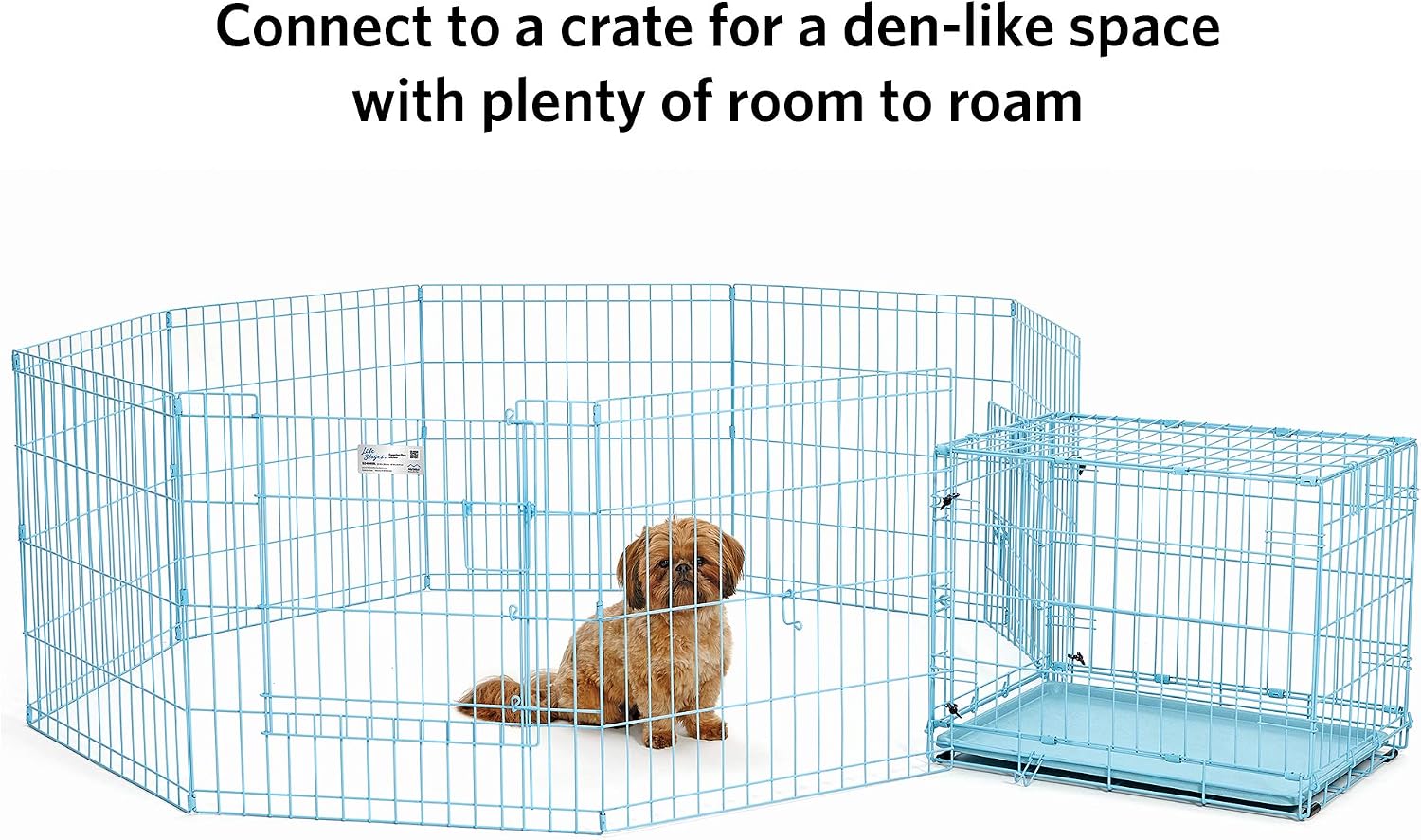 Detalle de Parc d’exercice pliant en métal MidWest Homes for Pets 524DRBL avec porte Maxxlock (60,96 x 60,96 cm) – Bleu