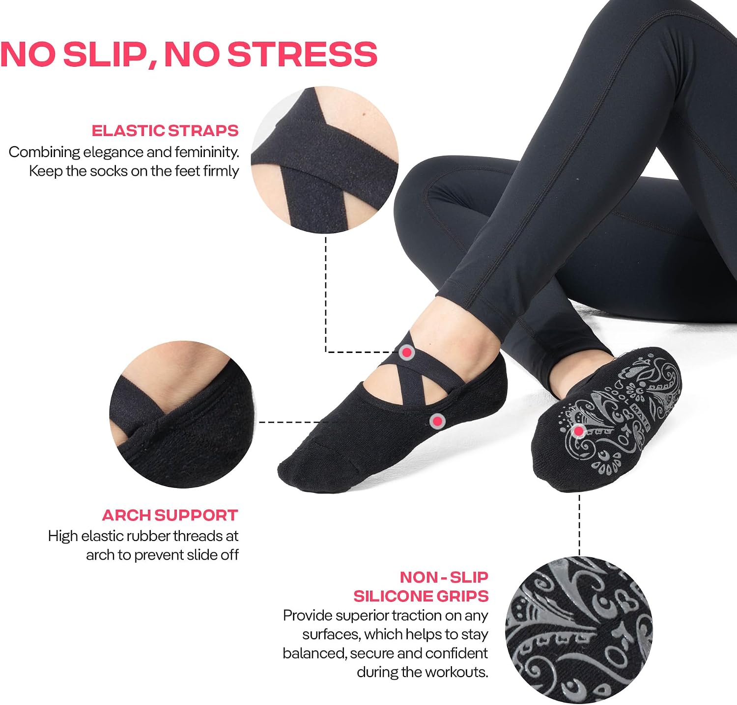 Detalle de CoolMate Pilates Socks 4-Pack