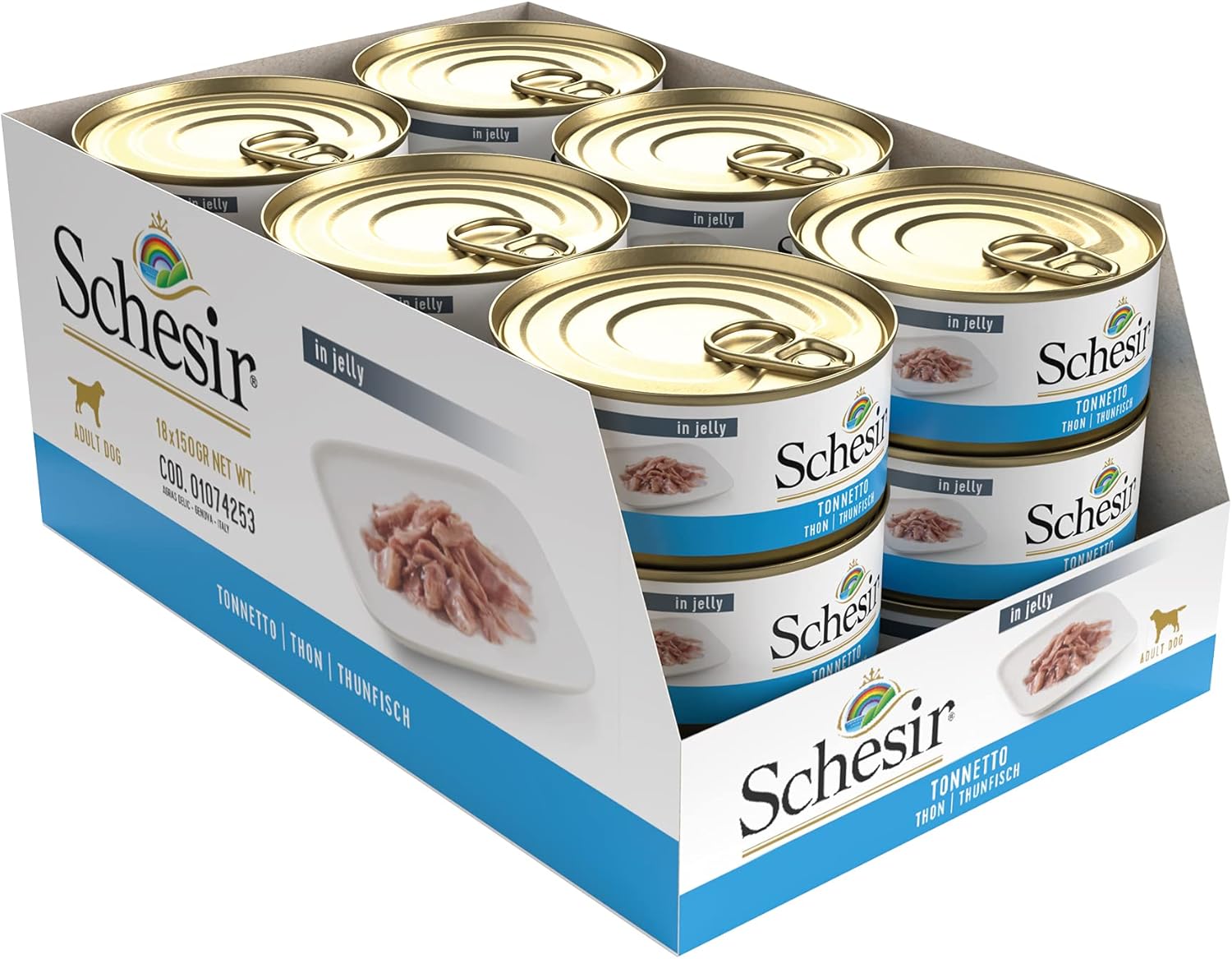 Thumbnail 2 de Schesir Cibo Umido per Cani Adulti al Tonnetto in Gelatina (Totale 2,7 Kg, 18 Lattine da 150 g)