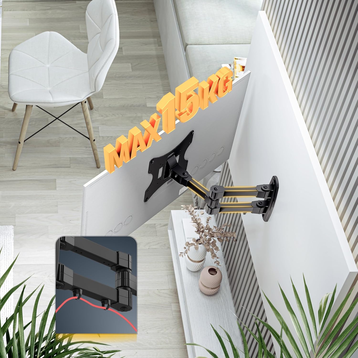 Thumbnail 5 de RICOO Support mural TV S2522 orientable et inclinable 17 à 42" (43 à 107 cm) VESA 200 x 200