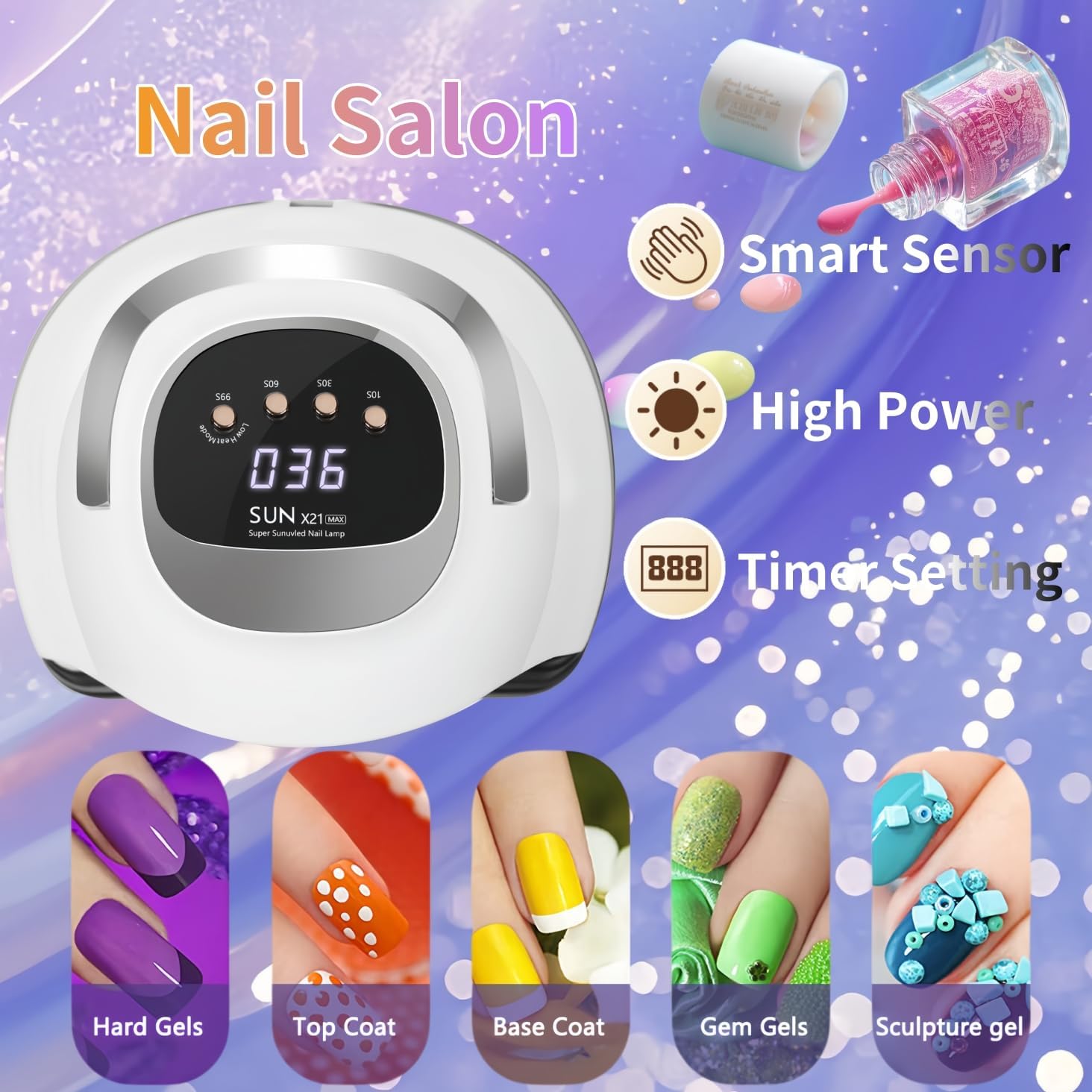 Thumbnail 6 de UV LED Nail Lamp with 72 Beads, 320W — Fast Gel Curing for Home Nail Art