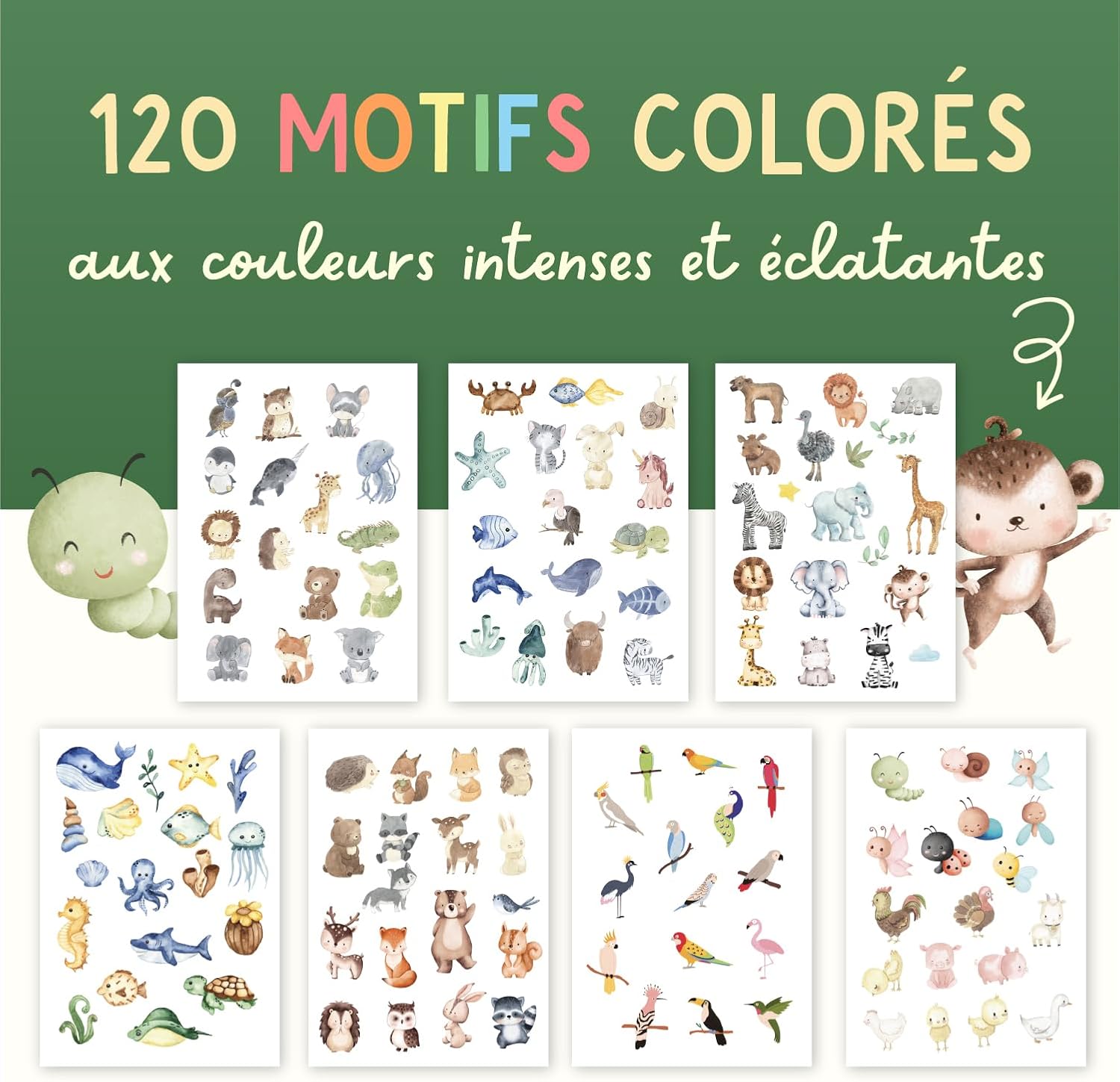 Detalle de Famifidus 120 tatouages temporaires pour enfant : motifs doux et faciles à appliquer