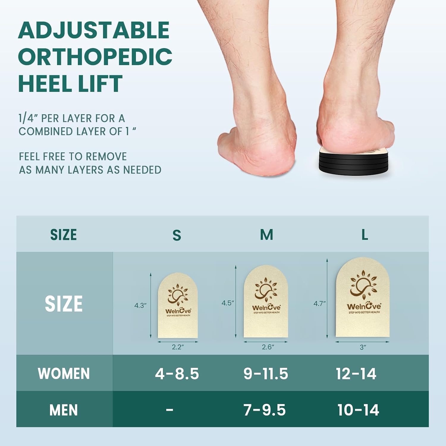 Thumbnail 6 de Welnove Heel Lift Inserts 1 Inch Medium