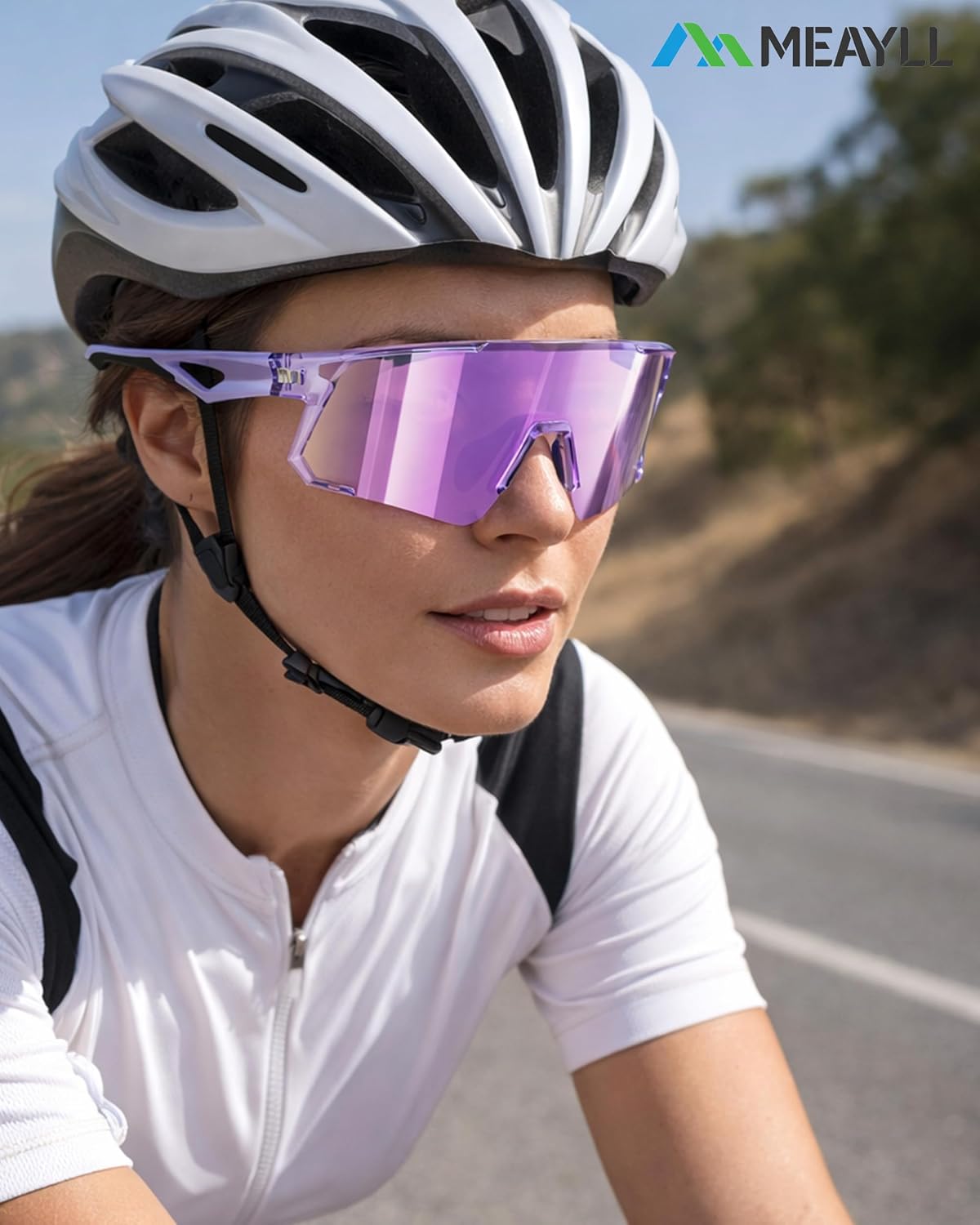 Detalle de Meayll Fahrradbrille Herren Damen – UV400 Schutzbrille mit TR-90 Rahmen und verstellbaren Nasenflügeln
