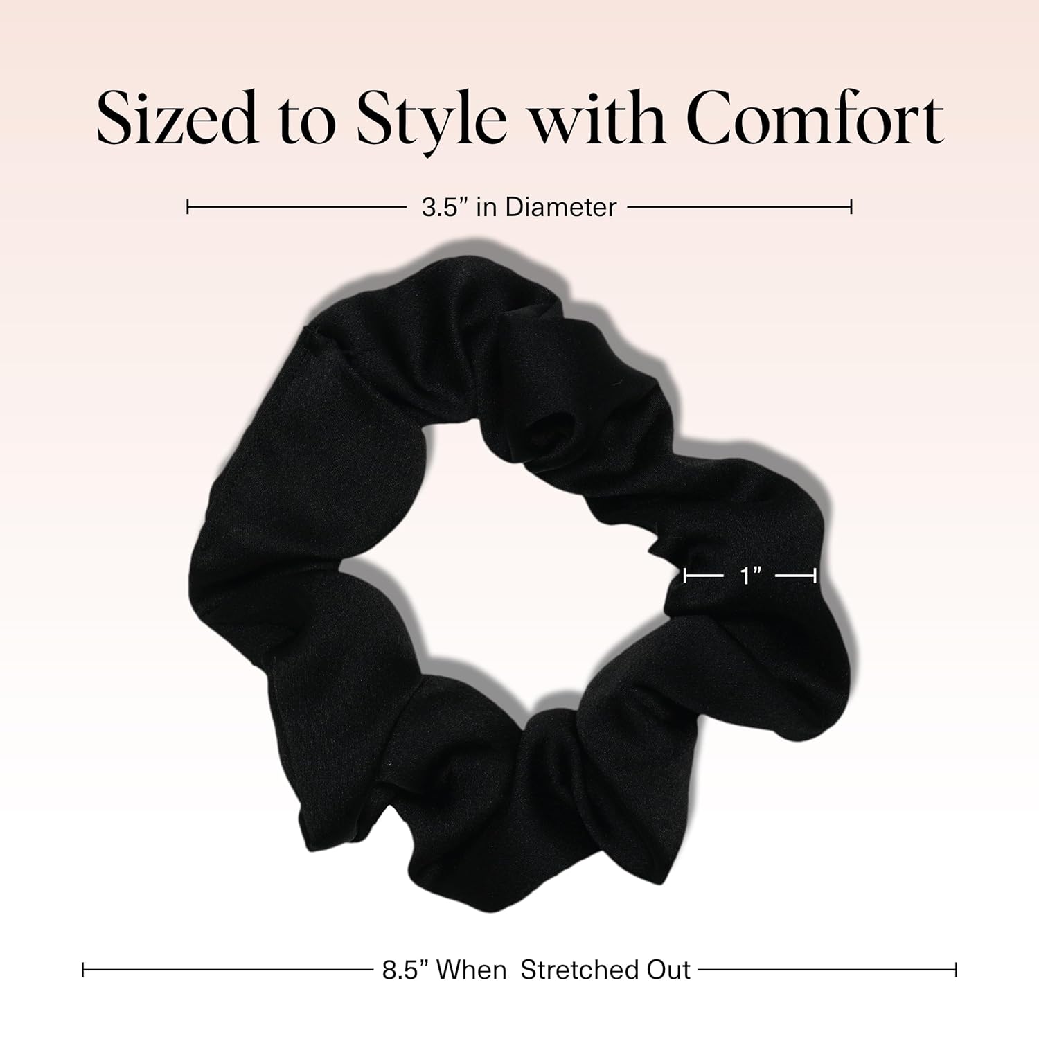 Detalle de Kitsch Satin Scrunchies for Women (Black, 5-pack) — No Crease, Frizz Control