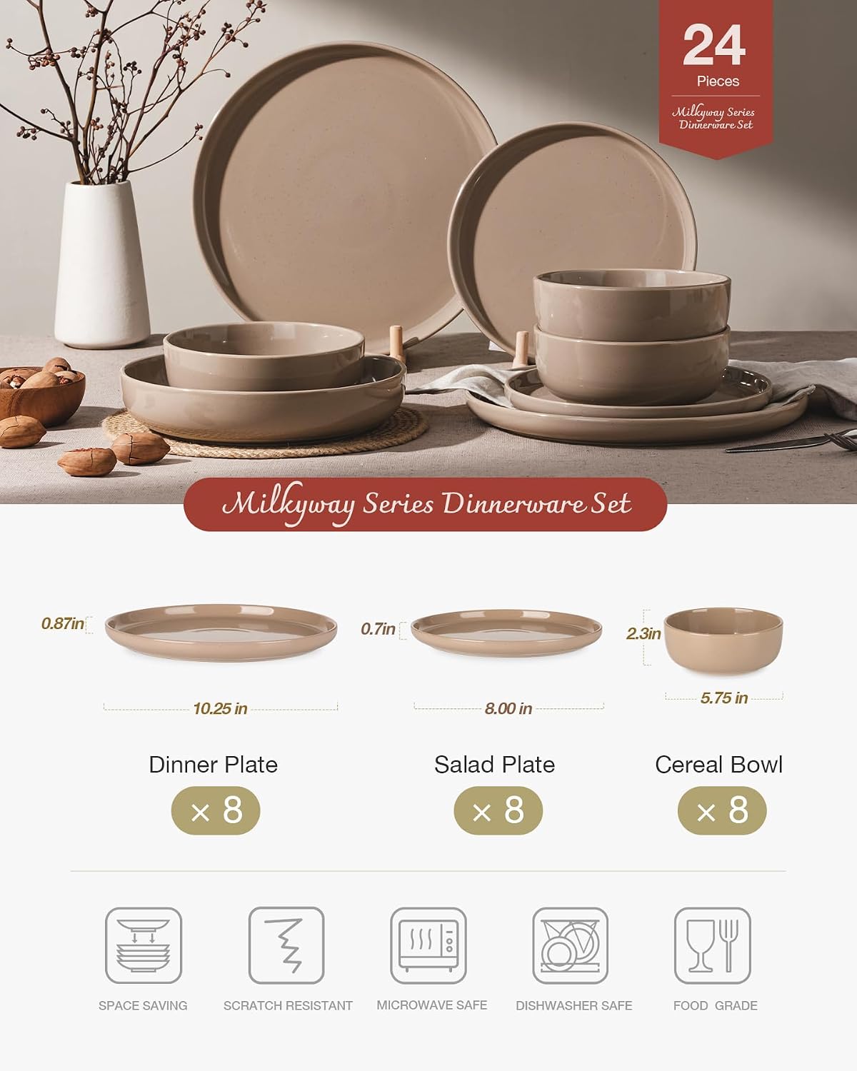 Thumbnail 1 de Famiware Milkyway 24-Piece Dinnerware Set for 8 🍽