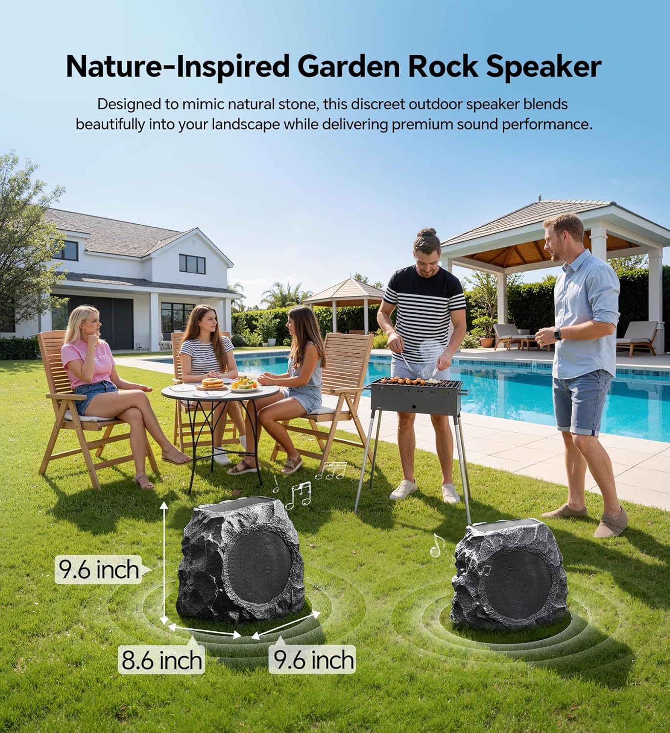 Thumbnail 4 de BolaButty Upgraded Outdoor Rock Speaker 60W Deep Bass (Solar-Powered, IPX7) with Remote Control — 2 Packs