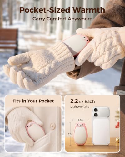 Detalle 1 de Bearwind Rechargeable Hand Warmers, 2-Pack, Magnetic Pocket Warmers in Pink