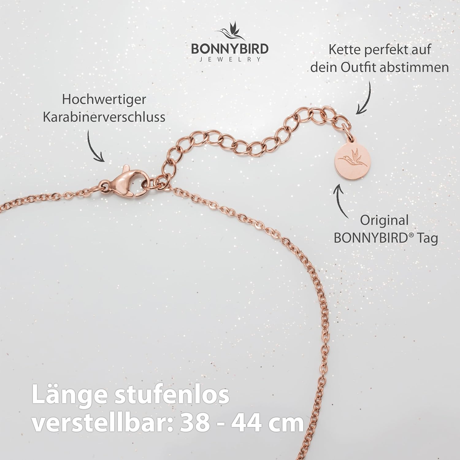 Thumbnail 4 de BONNYBIRD BonnyCoin Wasserfeste Edelstahlkette mit Plättchen für Damen – Silber, Gold & Roségold