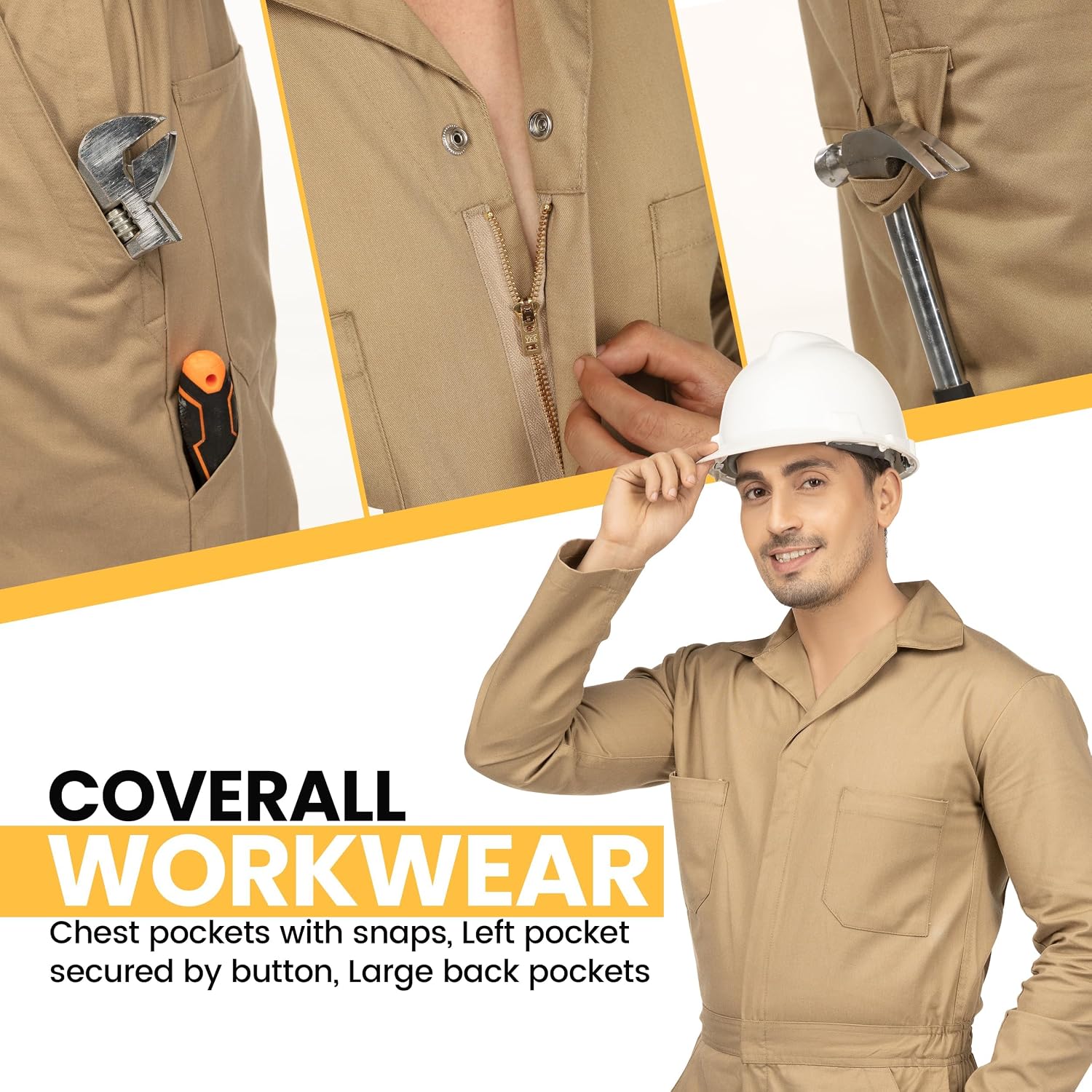 Thumbnail 3 de NY Threads Relaxed-Fit Coveralls for Men, Cotton Blend with Utility Pockets