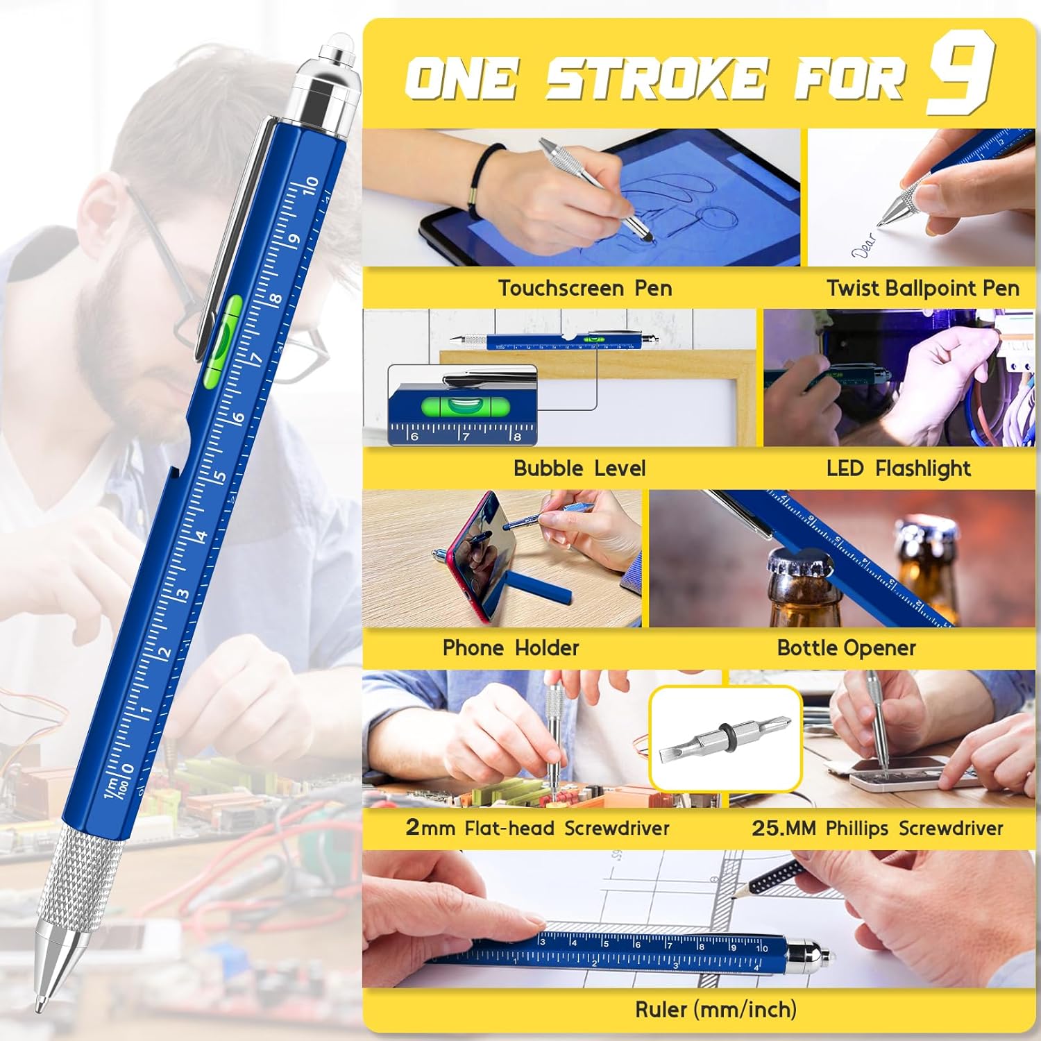 Thumbnail 2 de Chipate 9-in-1 Multi Tool Pen — a practical gift for him