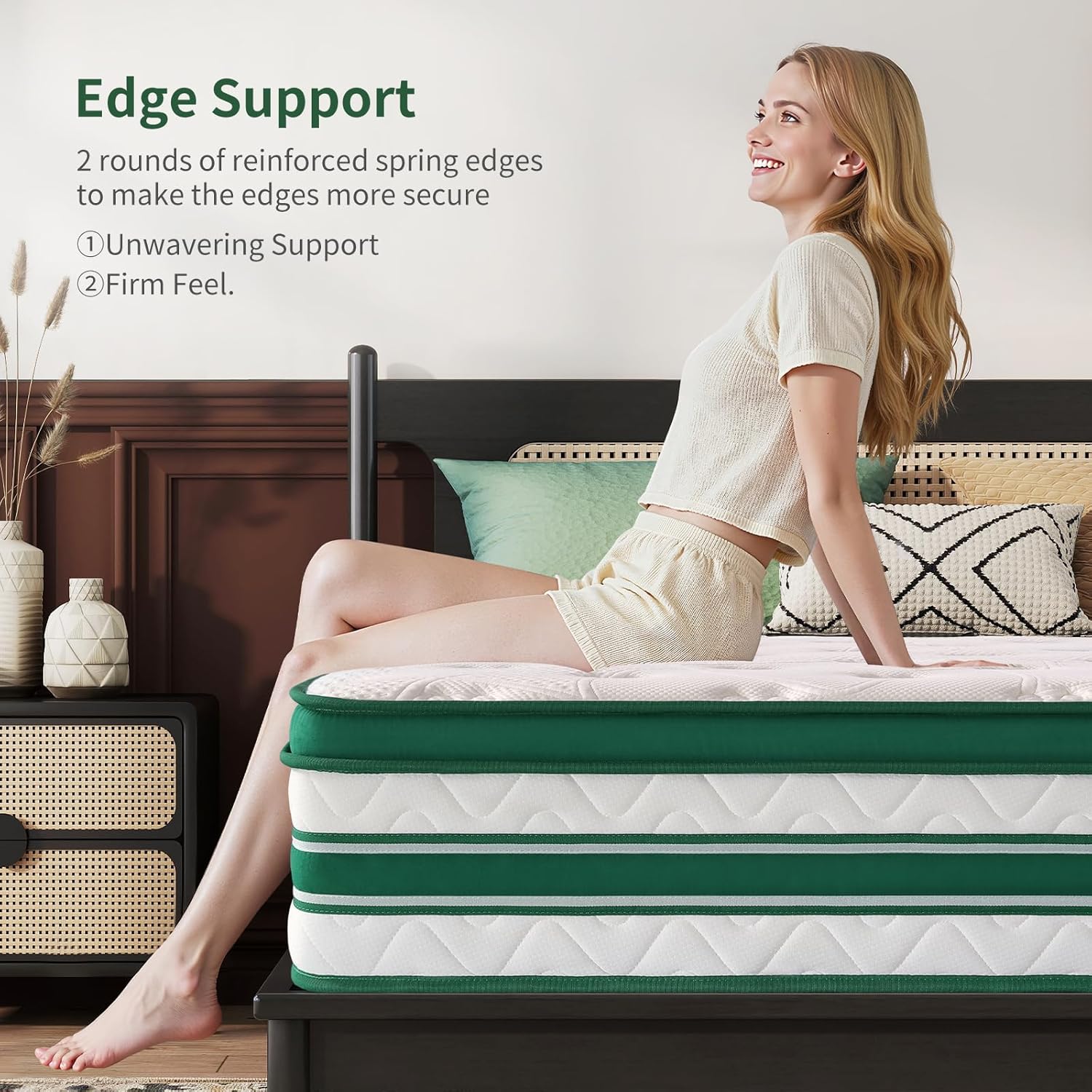 Thumbnail 5 de Queblox Double Mattress 4FT6 11Inch 7-Zone Memory Foam Pocket Sprung Medium Firm (135x190x28 cm)