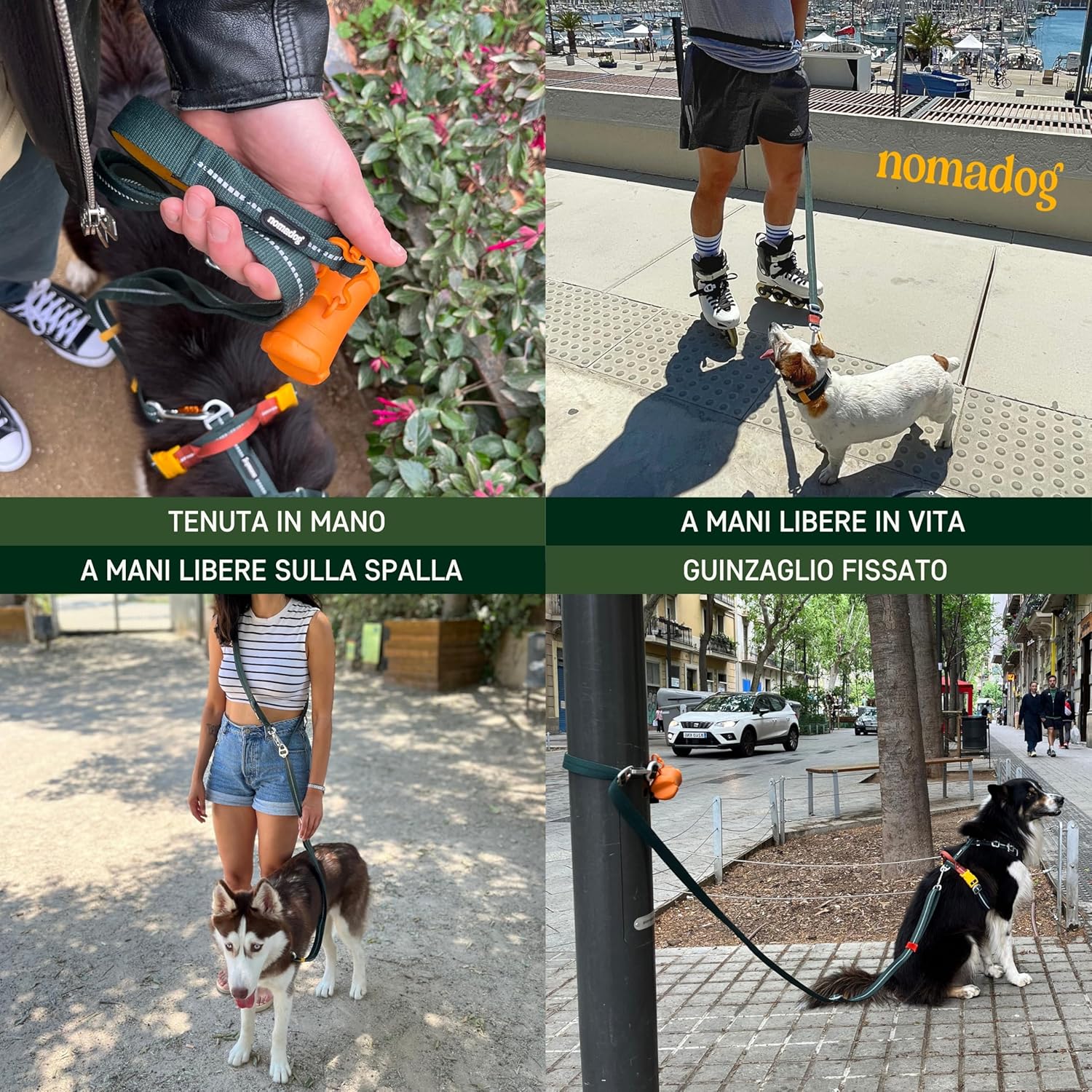 Thumbnail 3 de Nomadog Trailblazer: Guinzaglio per Cani Multifunzionale 6-in-1 con Moschettone Girevole, 1,4–2,4 m, Riflettente
