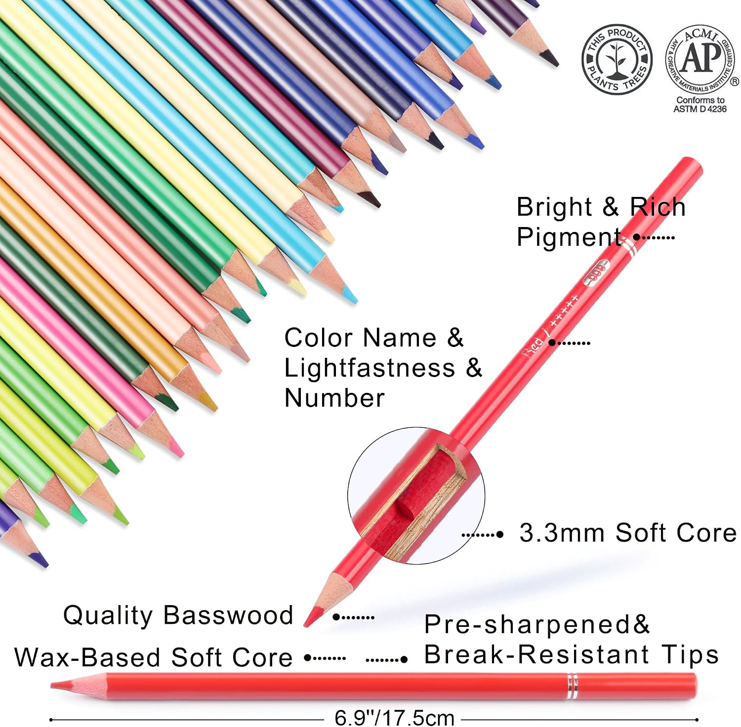 Detalle de HIFORNY Set di 125 matite colorate per adulti: completezza per disegno e illustrazione