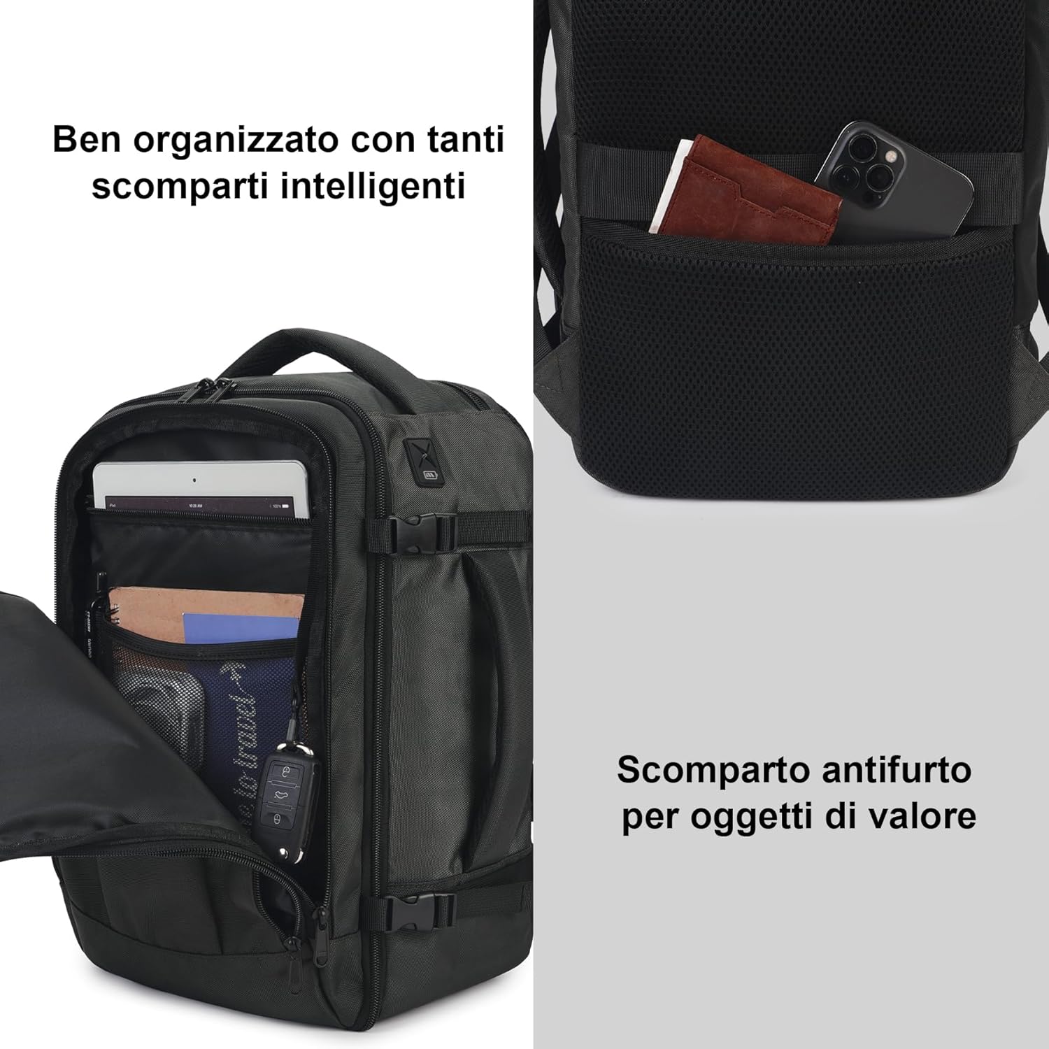 Thumbnail 6 de ECOHUB Zaino Ryanair 40x20x25 — Zaino da viaggio eco-friendly da 20 L in PET riciclato (Grigio)