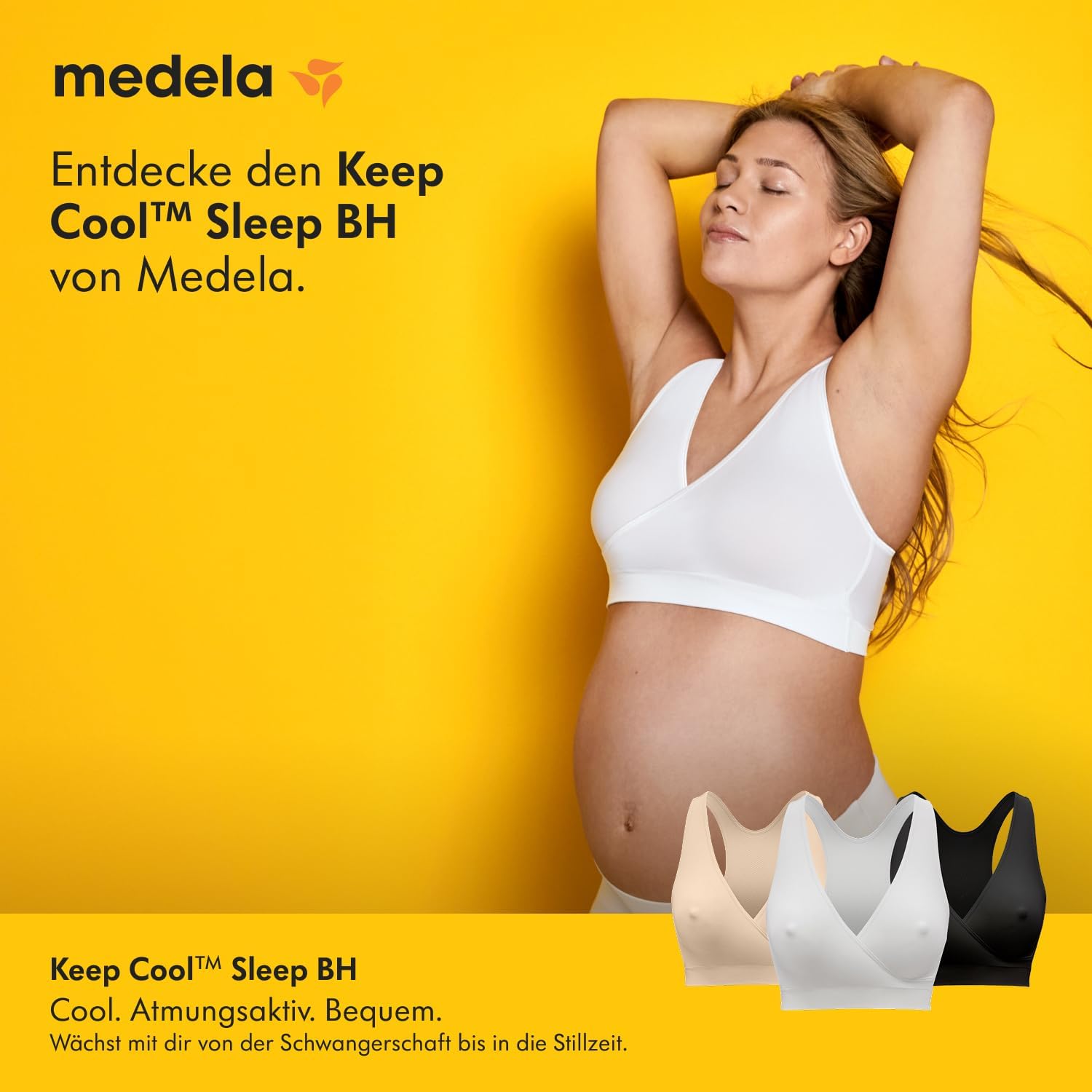 Detalle de Medela Keep Cool Sleep Nahtloser Schwangerschafts- und Still-BH – kühl, bequem & bügelneutral