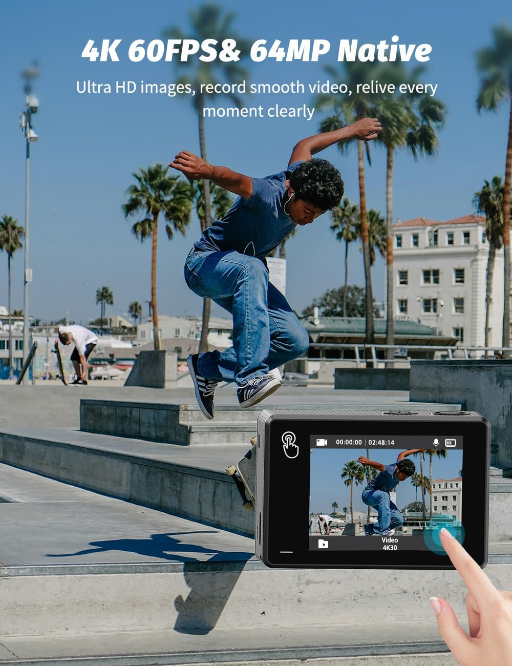 Detalle 2 de Apexcam X80pro actiecamera 4K 60 fps met EIS en dubbel scherm