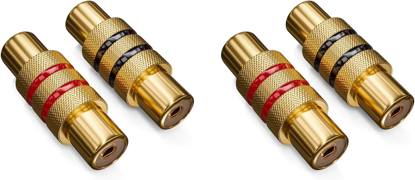 Thumbnail 6 de deleyCON RCA-koppelingen, 2 stuks bus-bus voor audio en video, zwart en rood