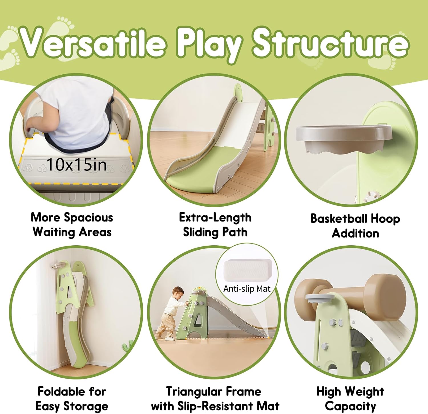 Thumbnail 1 de Indoor Toddler Slide for Kids 3-in-1 Play Climber Playset with Basketball Hoops and Ball