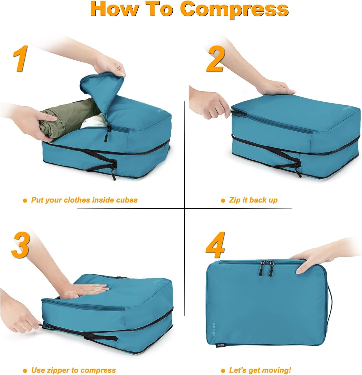 Detalle 2 de Lumesner Compression Packing Cubes 8‑Piece Set – Travel Essentials for Carry‑on