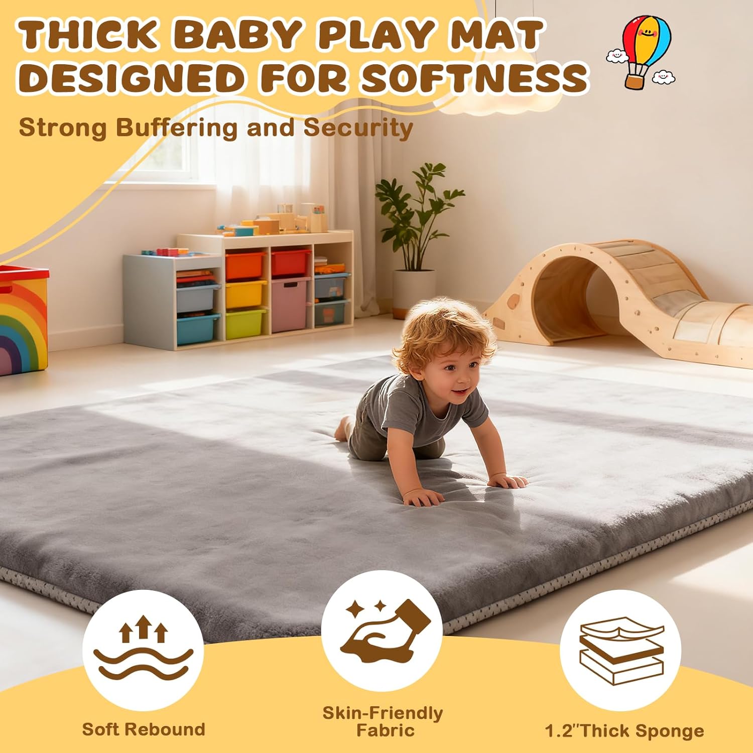 Thumbnail 2 de Yozoia Baby Play Mat 71 x 59 – Thick, Ultra-Soft Floor Mat with Non-Slip Bottom