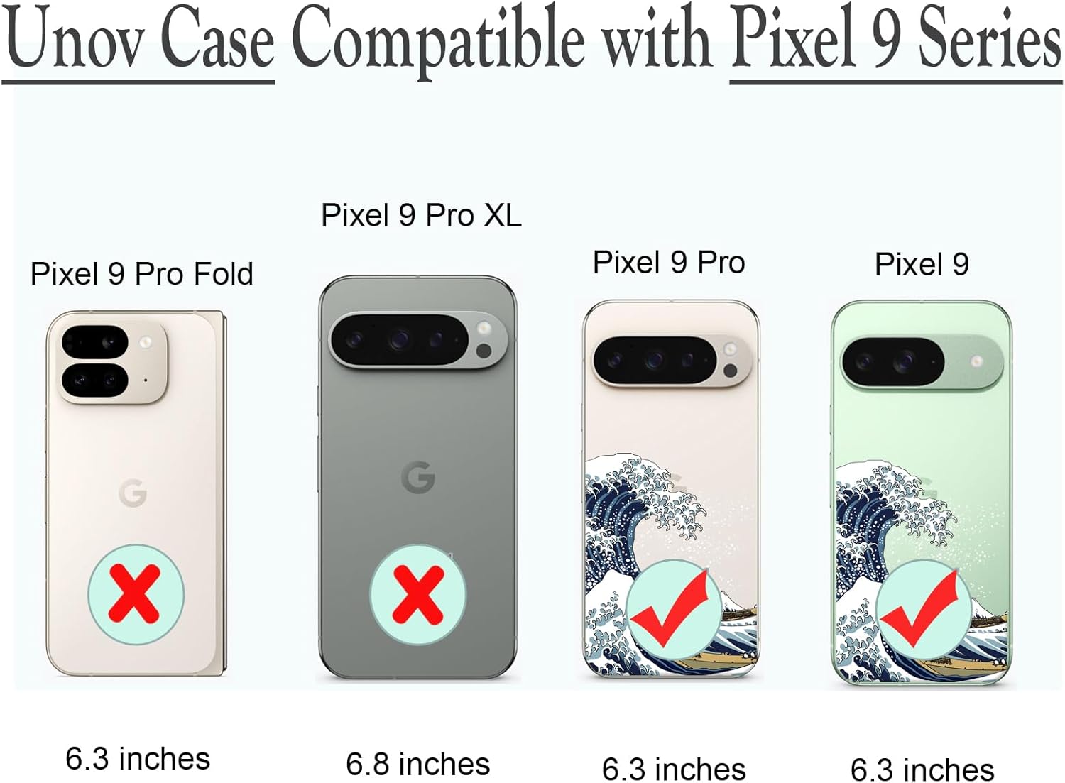 Thumbnail 6 de Unov Case for Google Pixel 9 / Pixel 9 Pro (2024) 5G – Great Wave Embossed TPU Case