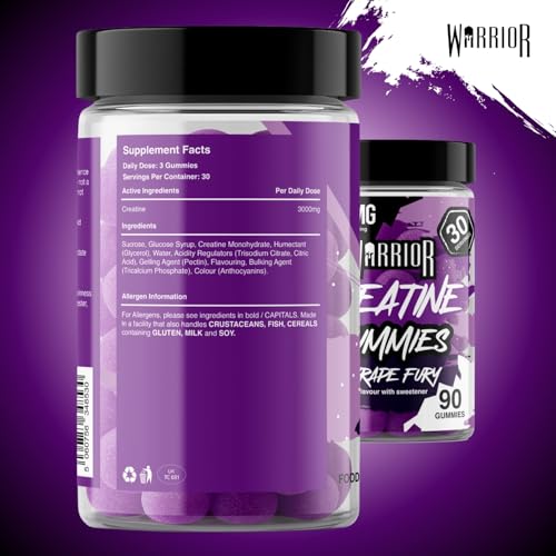 Detalle de Warrior Creatine Monohydrate Gummies 90 Gummies – Daily On-The-Go Creatine Support
